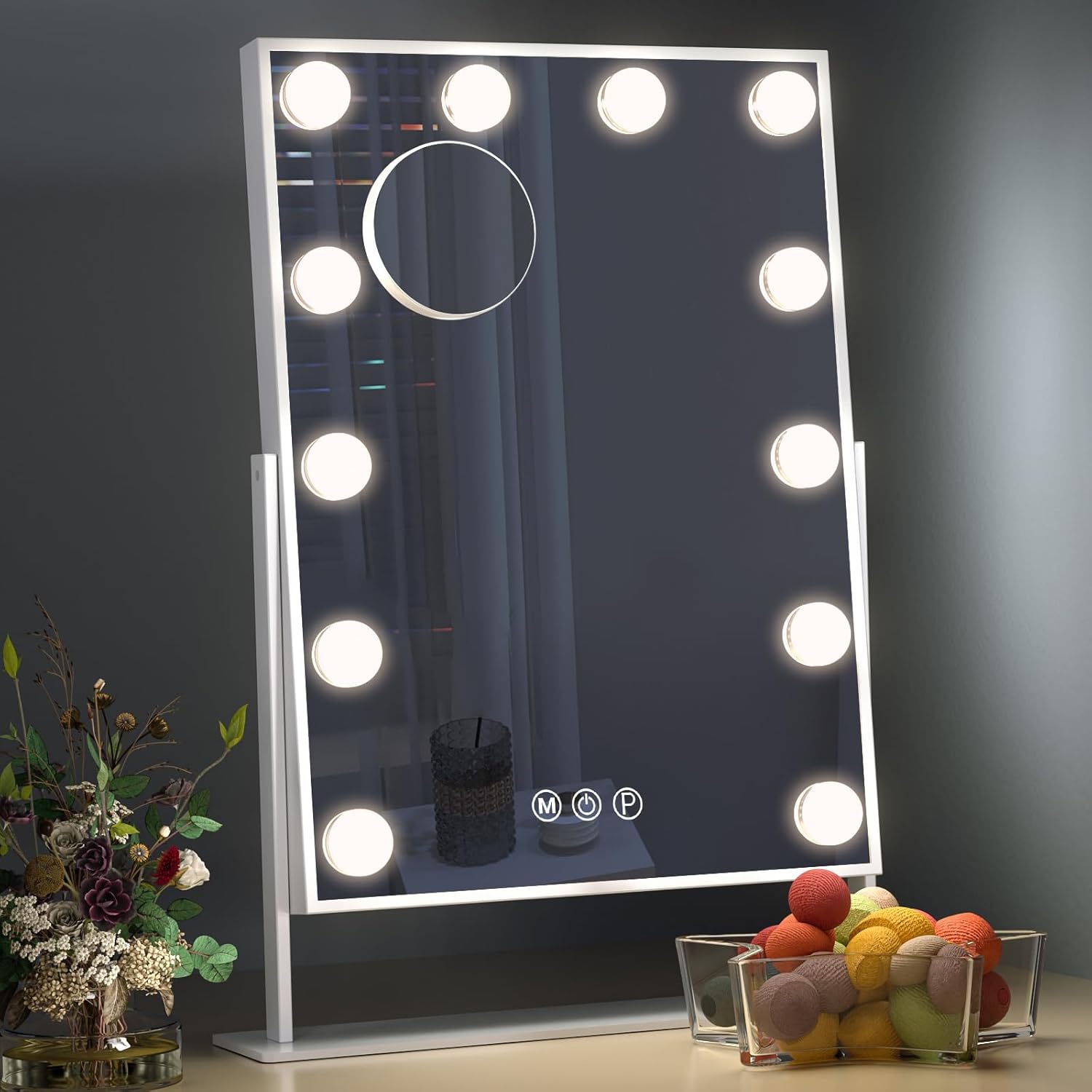 Hansong Hollywood Vanity Mirror with Lights 12 Dimmable LED Bulbs