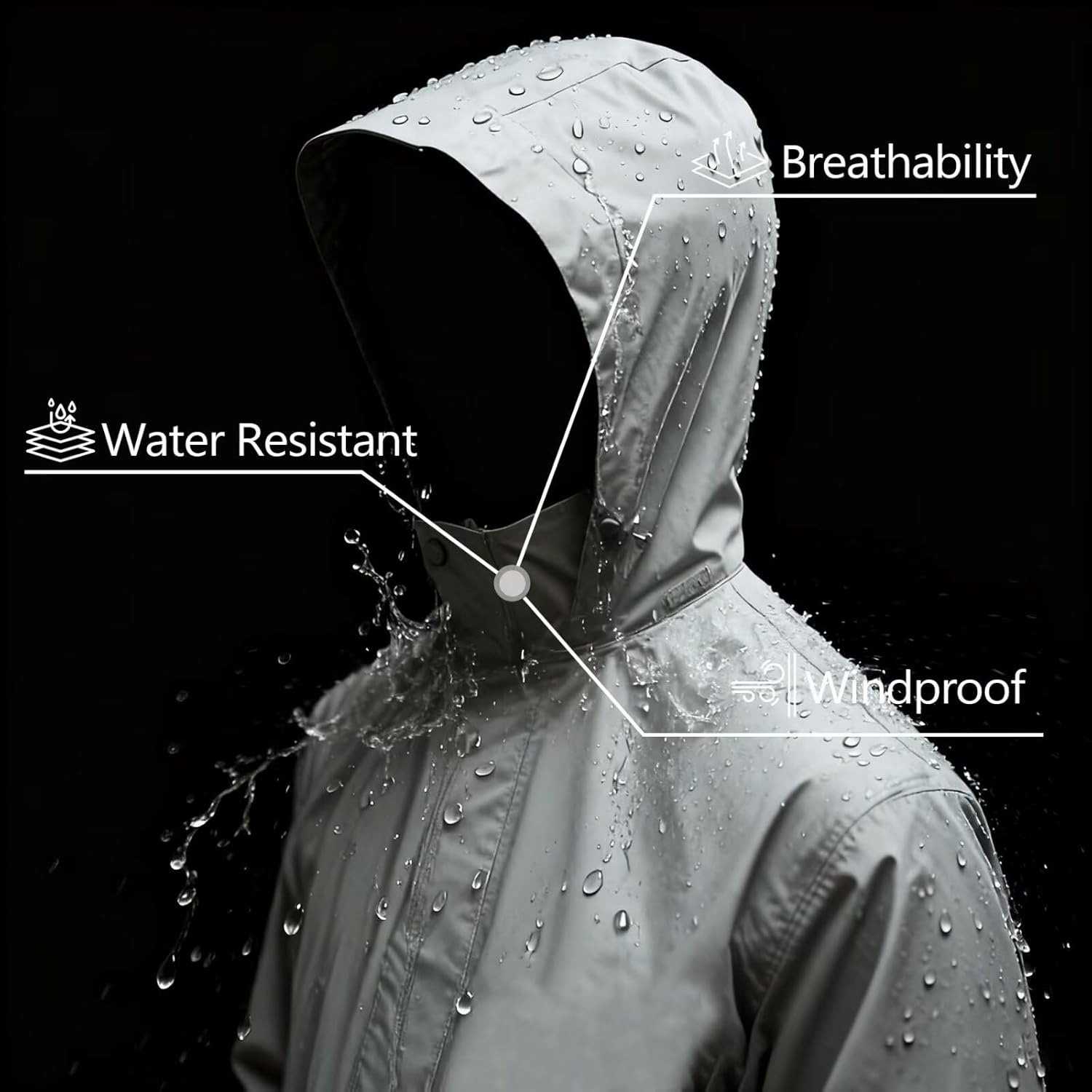 M MAELREG Mens Lightweight Jackets Water Resistant Windbreaker Packable Hooded Golf Jacket Men for Running Hiking - Image 5