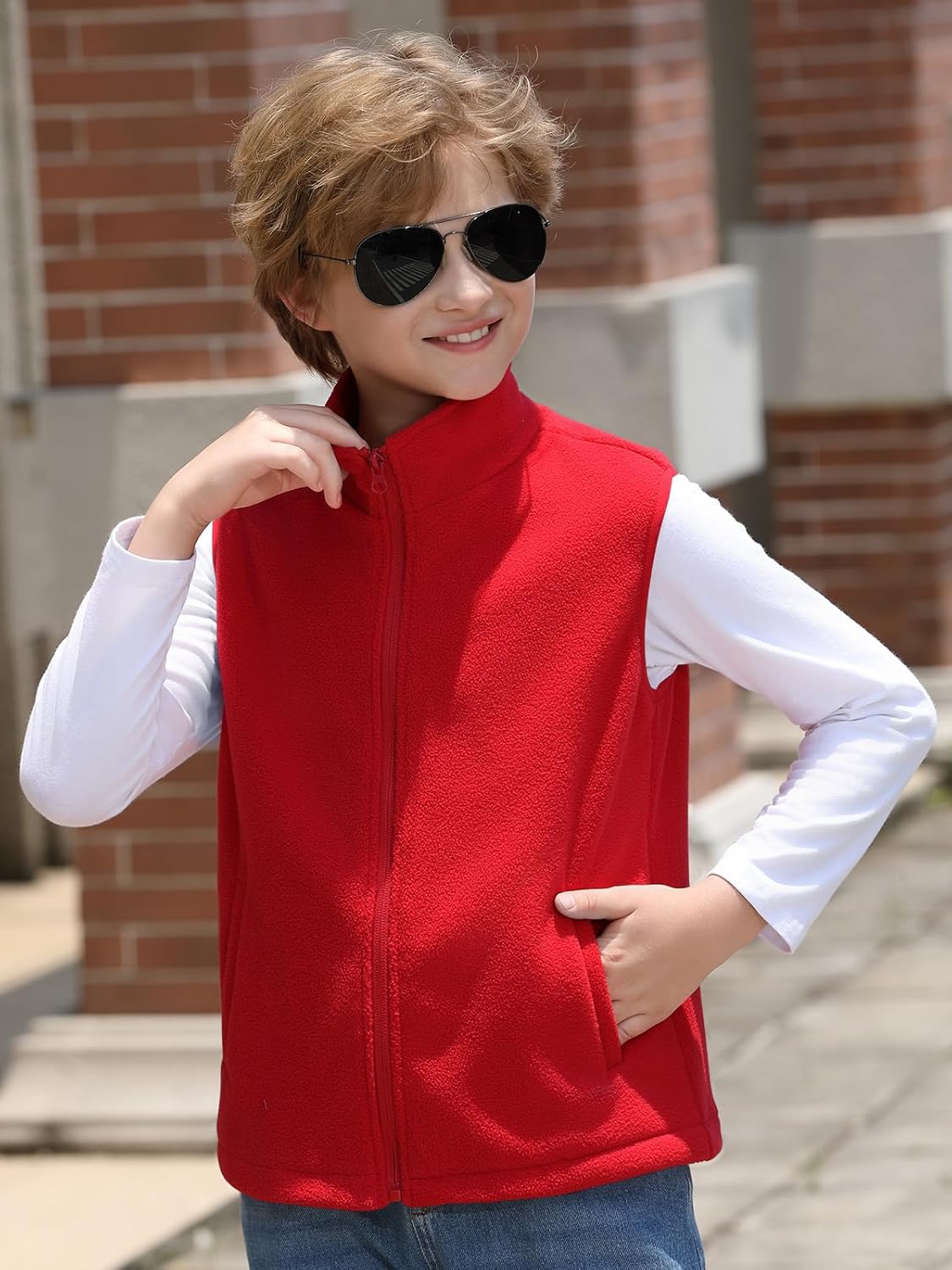 Haloumoning Boys Polar Fleece Vest Kids Full-Zip Lightweight Sleeveless Jacket Fall Winter Warm Outwear 5-14 Years - Image 2