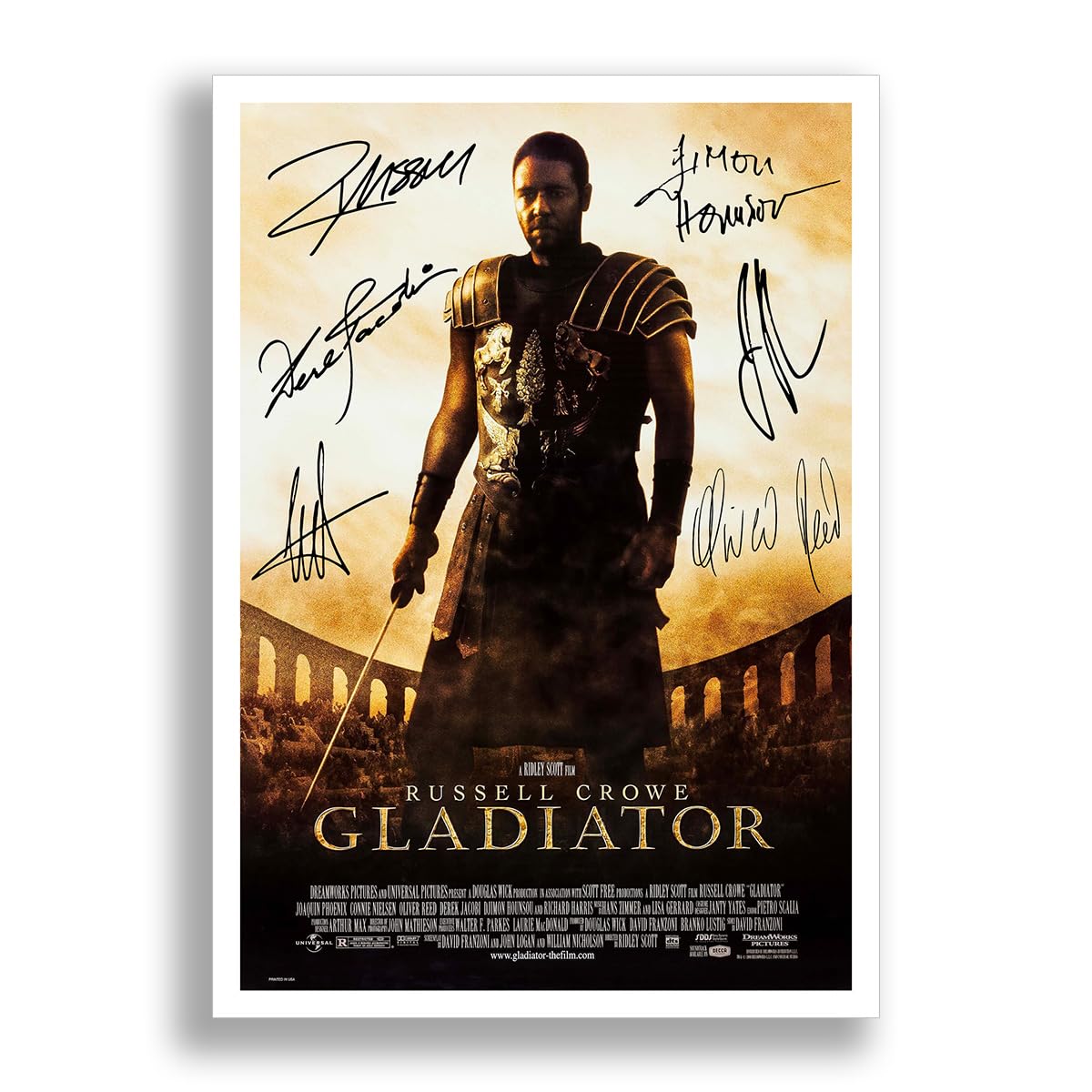 Gladiator cast signed autograph poster photo print framed memorabilia gift movie film 2000 Russell Crowe Joaquin Phoenix (A4 poster only)