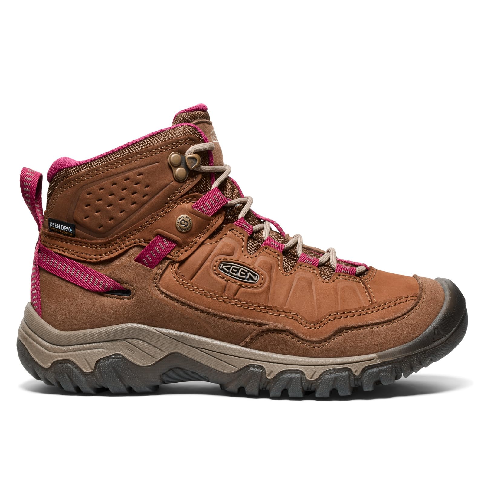 KEEN Damski Targhee 4 Średni Wysokość Trwały Wygodny Wodoodporny, Bison/Beaujolais, 38 EU