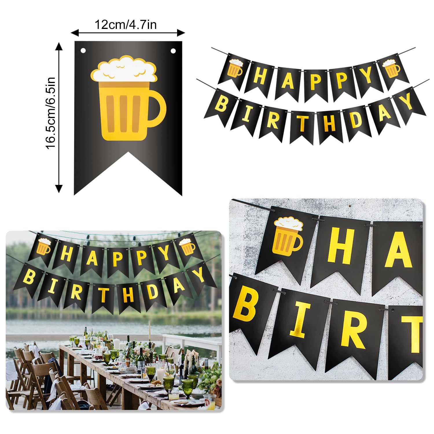 Decoratie 47e verjaardag vrouwen man decoratie zwart goud