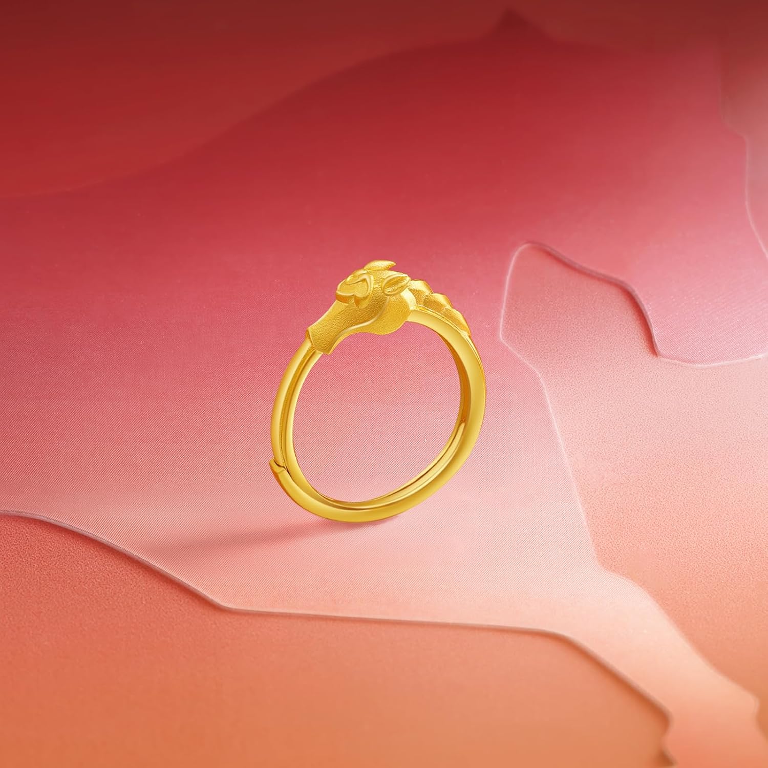 24K Solid Gold Horse Rings Stackable Horse Style Ring Zodiac Dainty Jewelry for Women Men Her Lover Gift Anniversary New Year Anniversary Birthday (Size: 12-16)