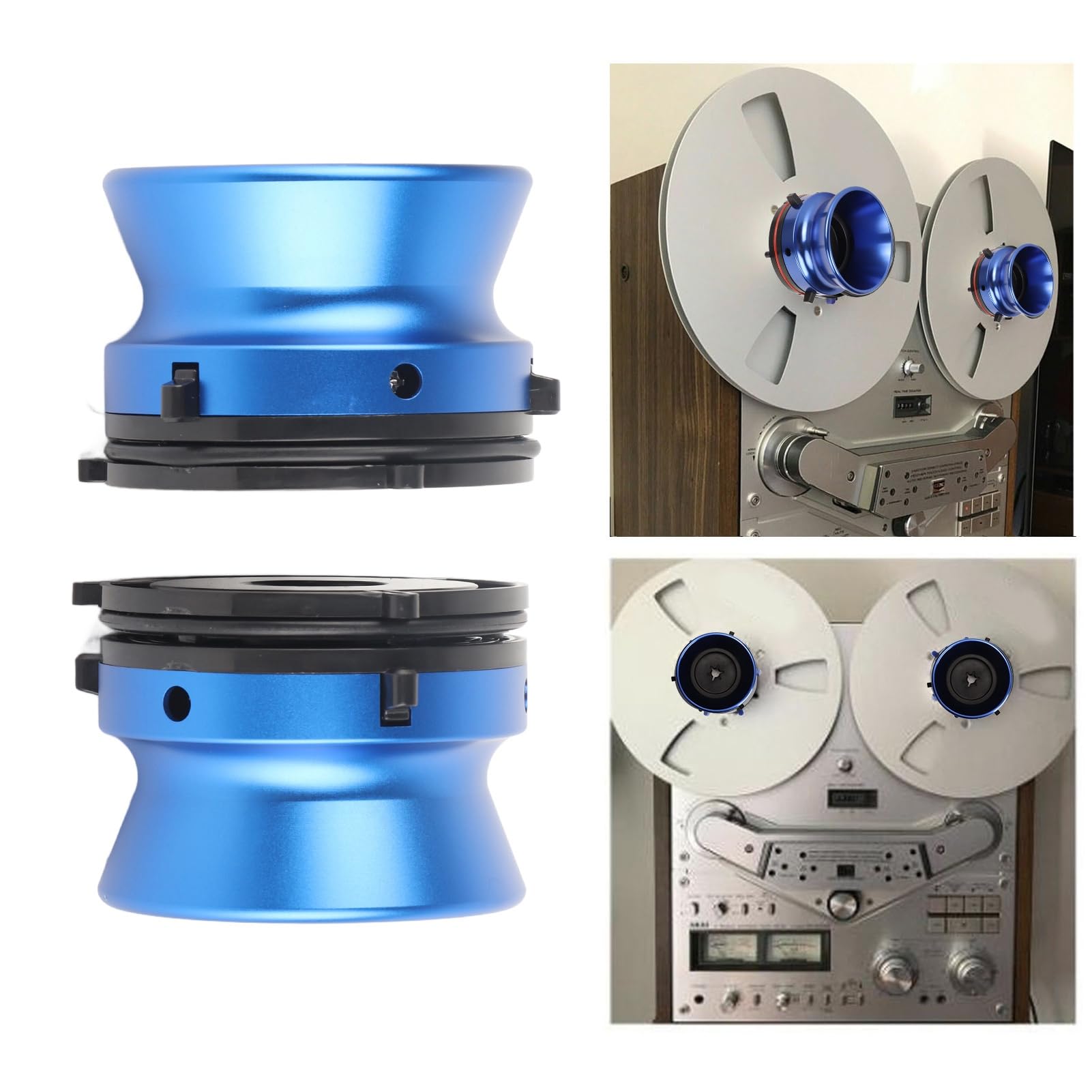 1 par de Adaptadores de Buje Nab para Studer para Akai para , Abridor de 10 Pulgadas de Aleación de Aluminio Vacía para Carrete Pequeño, Carrete de Cinta para Grabadora (Azul)