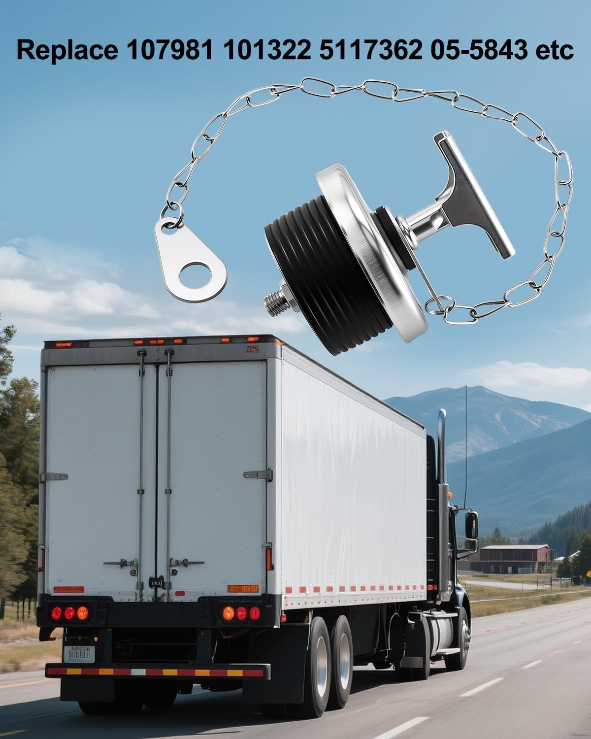 Oil Filler Cap with Chain 2 Inch Fit for Cummins 855 N14 L10 M11 ISM Volvo Mack E6, Replace 107981 101322 5117362