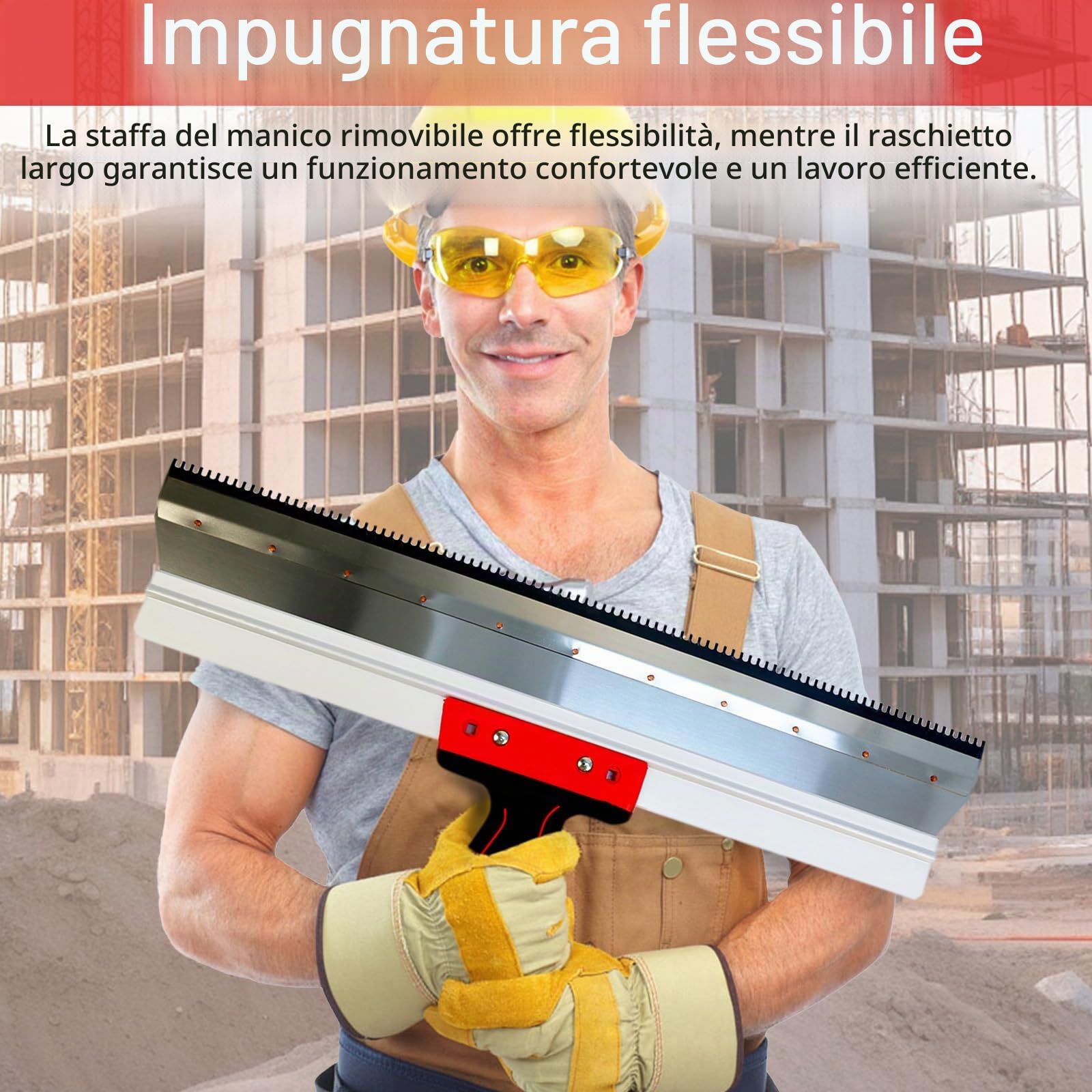 Kit di Strumenti Autolivellante per Pavimenti, Spatola di Compensazione Professionale Spatola Dentata per Cemento 560 MM Utensile per livellamento Pavimenti con Asta Telescopica 200 cm