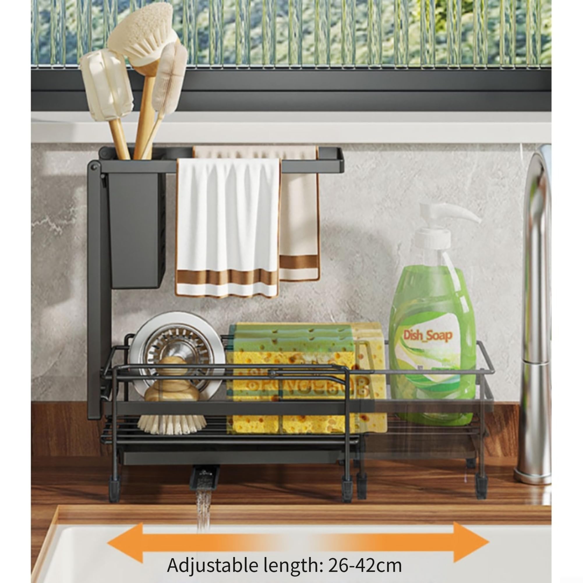 Regulowany organizer do zlewu 26-42 cm, obrotowy
