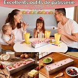 TOWEBOORY Rectangular Baking Mould, Aluminum Alloy Rectangular Baking Accessories with 2 Scrapers, Reusable for Mouse, Tiramisu, Layer, (41.5 * 10 * 6 cm) - 4