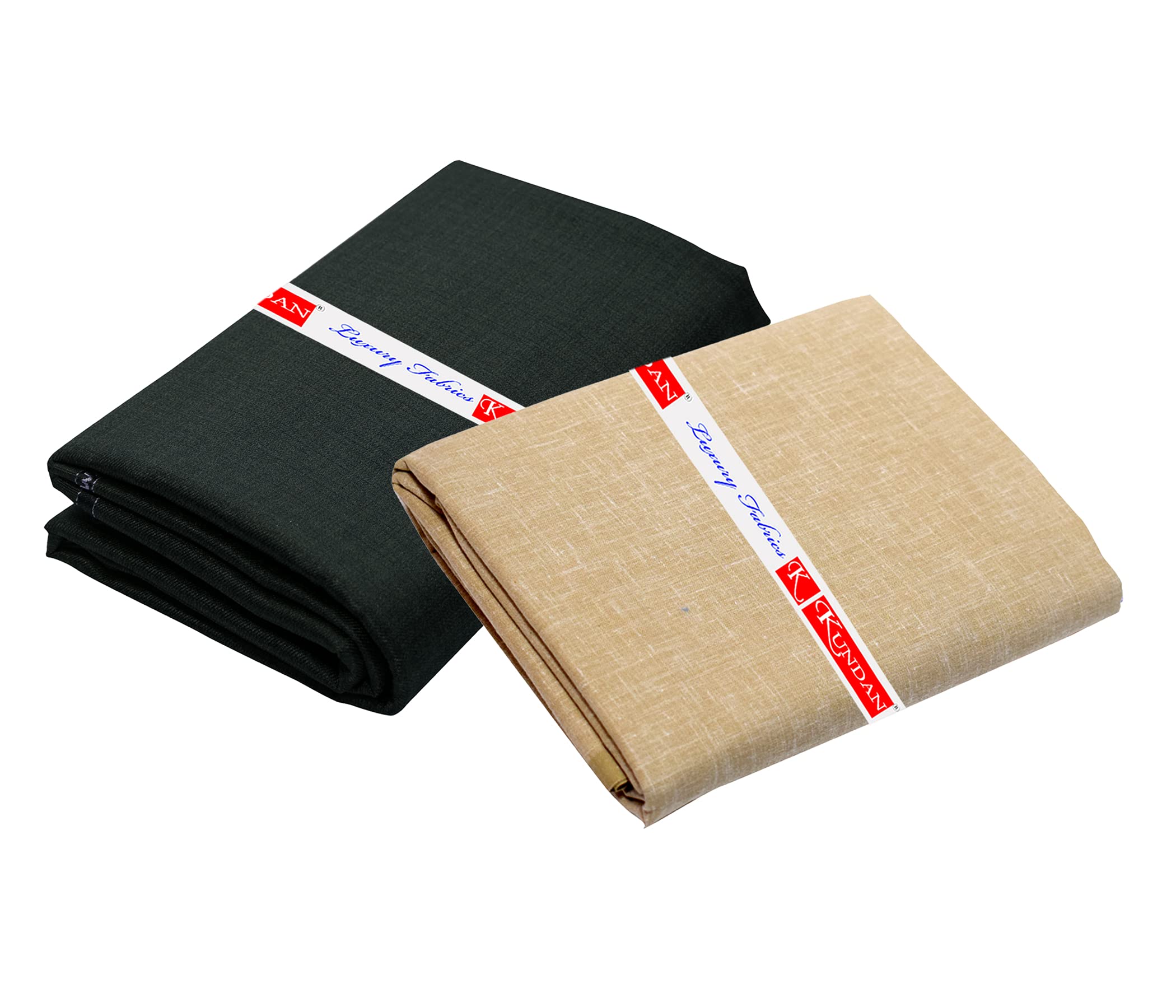 KUNDAN SULZ GWALIOR MEN'S Cotton Shirt & Trouser Fabric Combo Set (Un-Stitch; 1.20 & 2.25 Meter; Black & Beige)-picture-25
