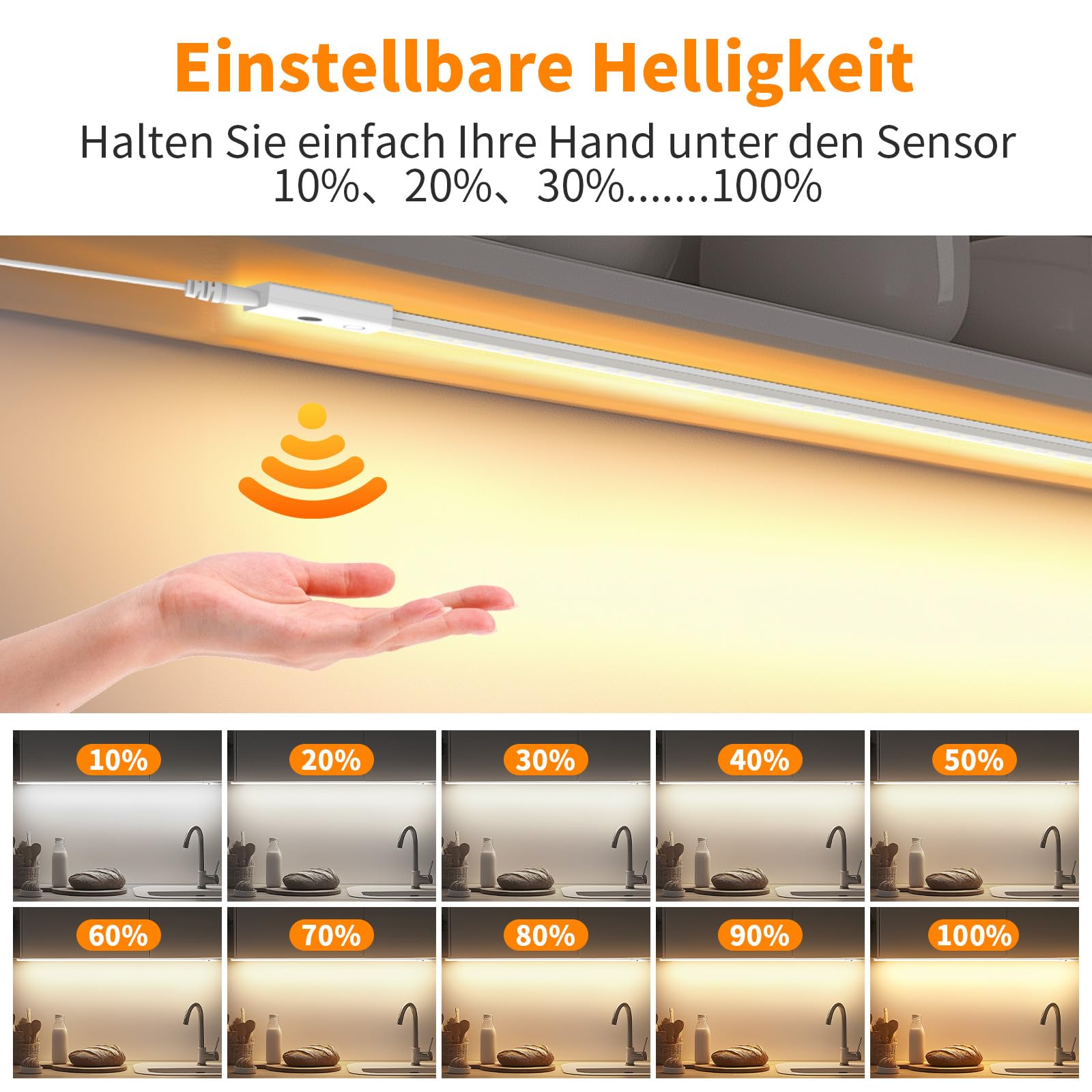 SIBI LIGHTING Lampada da incasso a LED, 3 pezzi, 1 m, dimmerabile, per cucina, autoadesiva, flessibile, in silicone, con alimentatore da 24 V, per cucina, ufficio, camera da letto