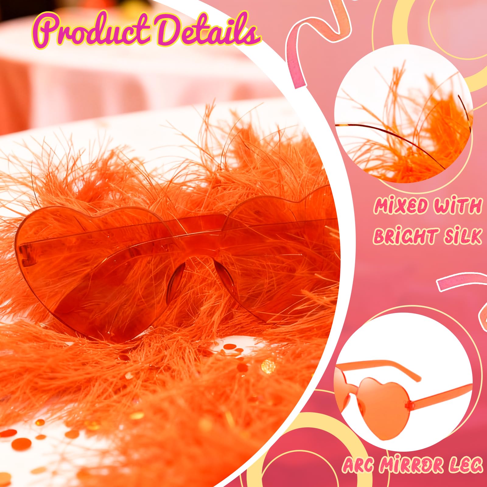 12Pcs Colorful Fancy Dress Feather Boa Set - Image 3