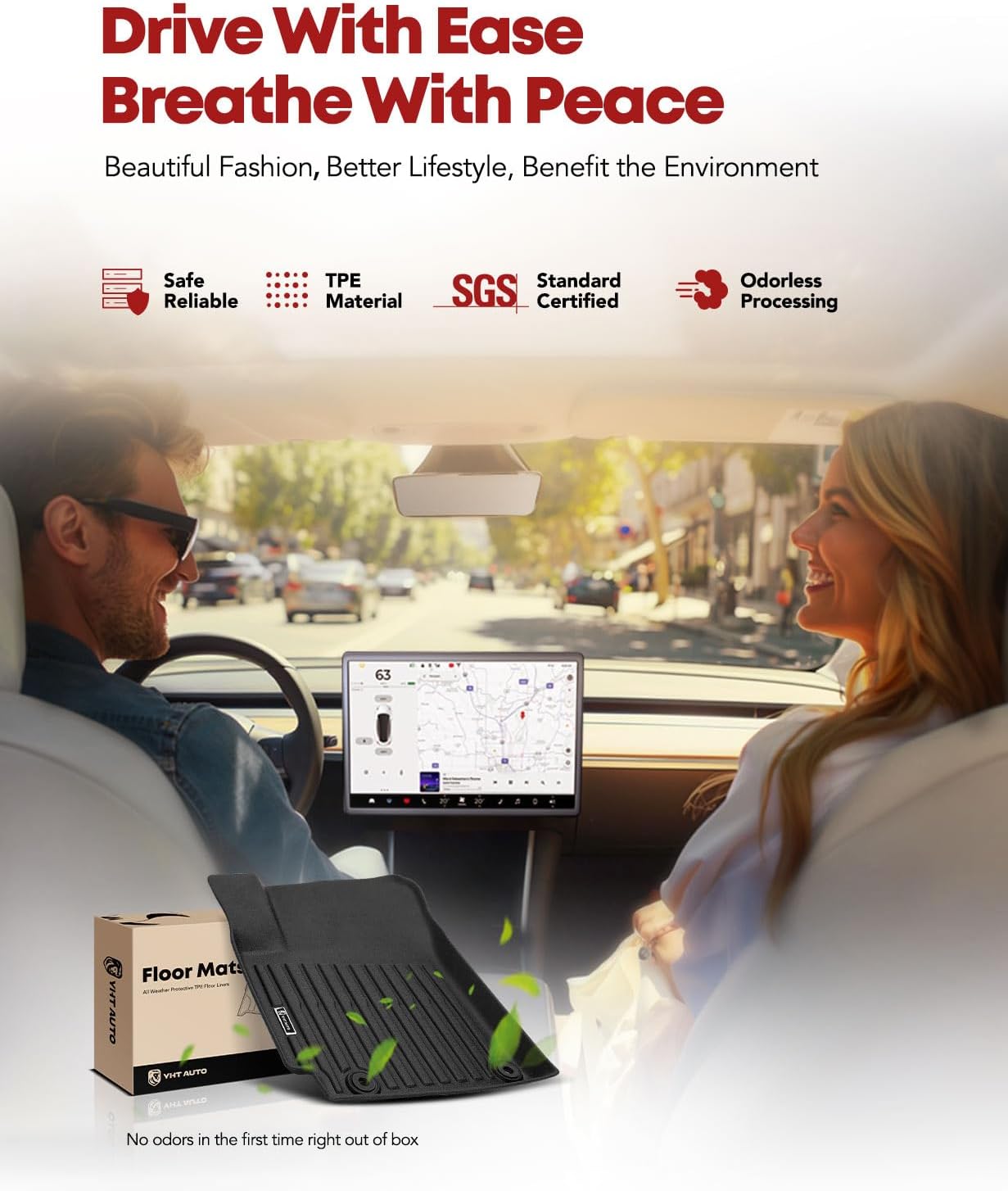 YHTAUTO Automotive Floor Mats & Cargo Mat Compatible with Hyundai Kona 2018-2023 (Not Electric), TPE Floor Liners All-Weather Protection Custom Fit, 1st & 2nd Row & Trunk Mat, Set of 4 - Image 3