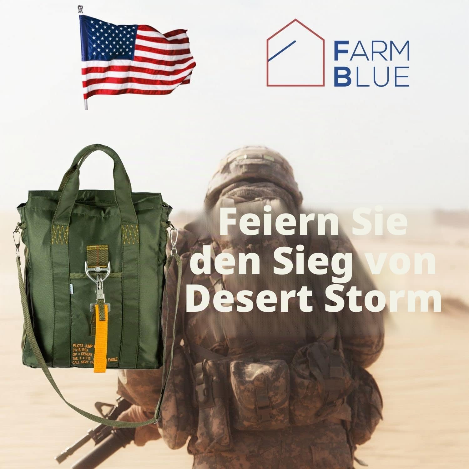 Farm Blue Taktische Flugtasche - Flieger Fallschirmpilot Helm Tasche - Militärstil
