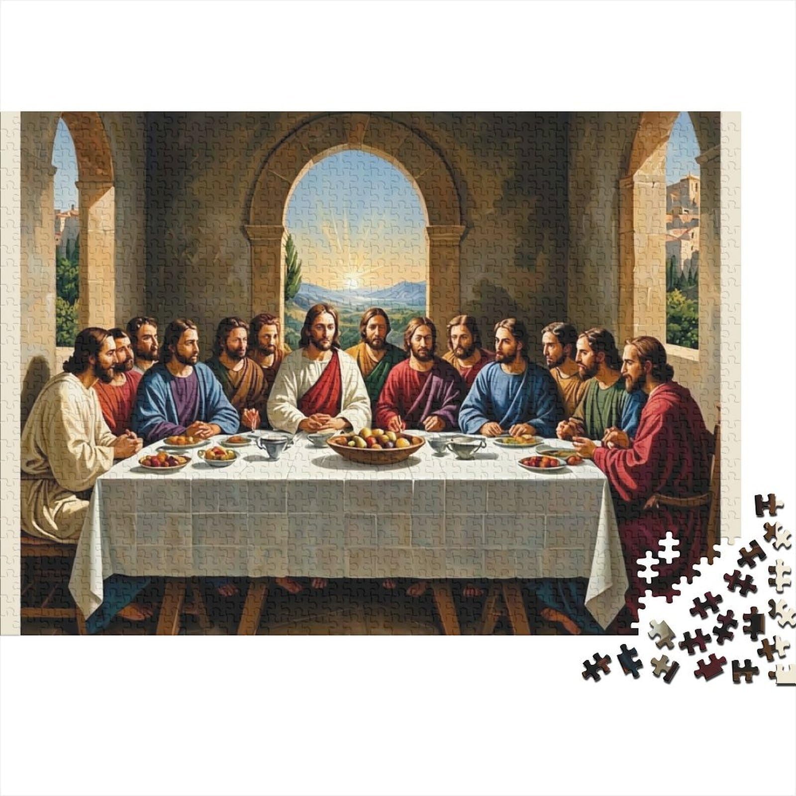 Last Supper Painting 1000 Pieces Puzzles Colorful Last Supper Decoration Puzzle Educational Game for Men And Women Challenging Jigsaw Jigsaw Puzzles for Adults 38x26cm/1000pcs — image 1
