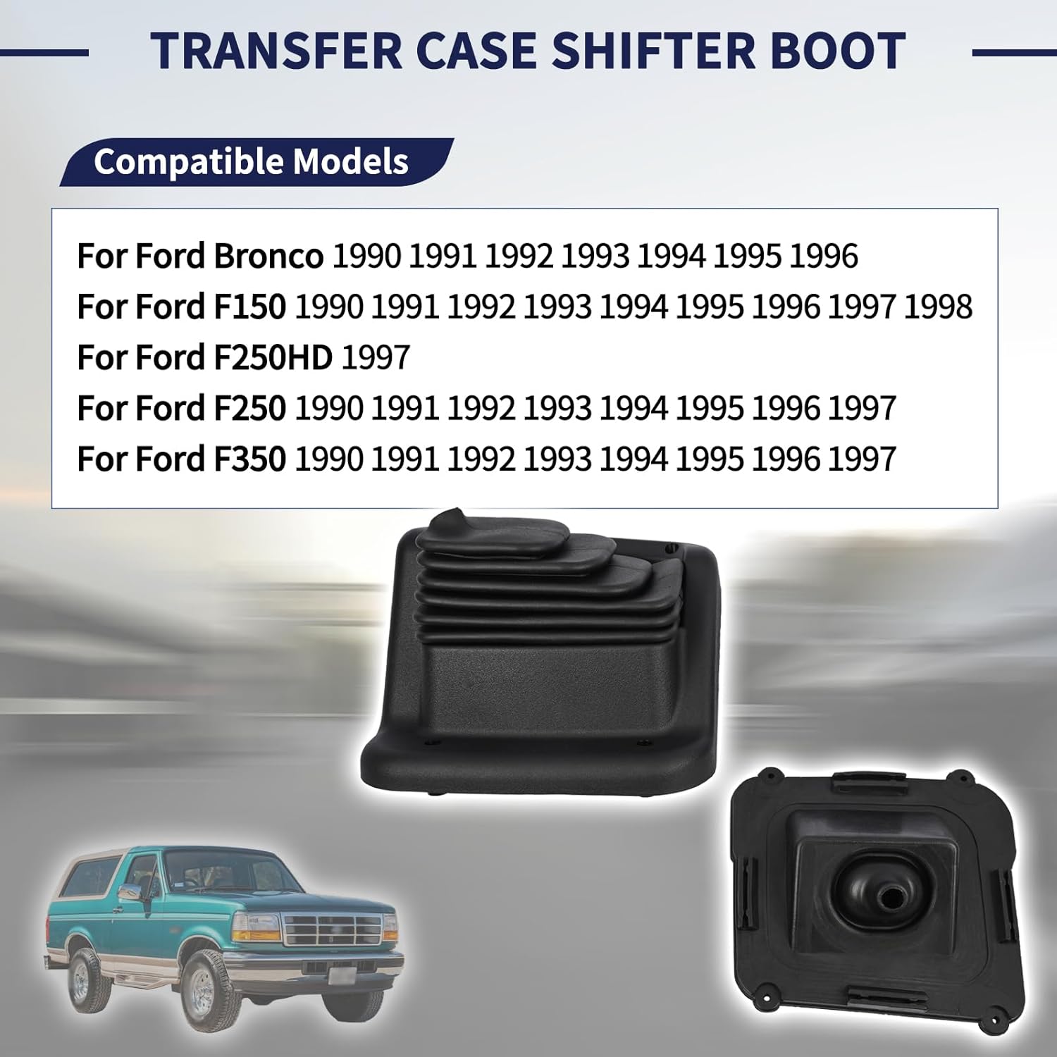 F2TZ-7277-A Transfer Case Shifter Boot Compatible with Ford F150 F250 F350 1990-1998 Replace F2TZ7277A Pickup Truck Manual Transmission Gear Shift Dust Cover