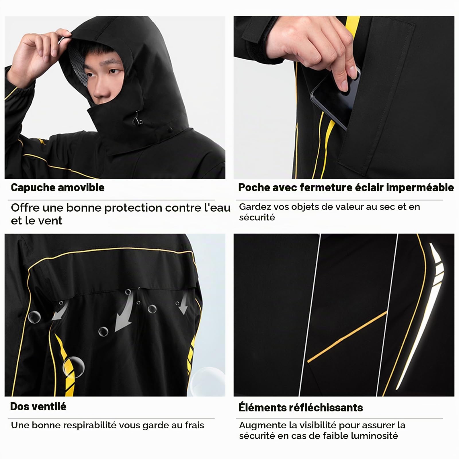 Imperméable moto combinaison de pluie hommes femmes cyclisme vêtements de pluie veste et pantalon avec sac de rangement