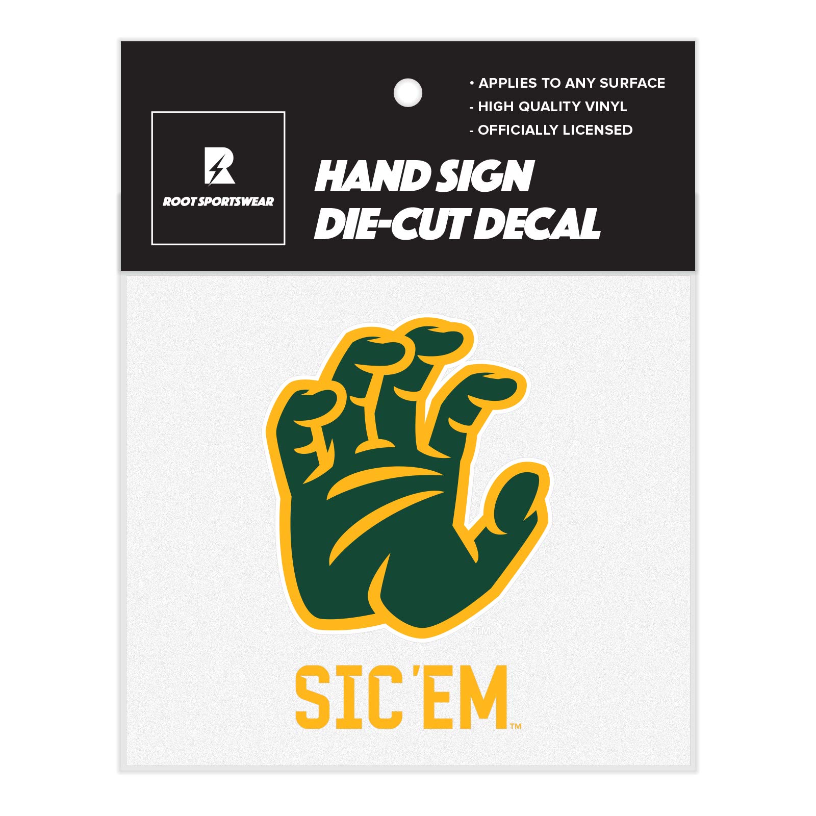 NCAA College Hand Sign 5"x5" Vinyl Die-Cut Car Decal Sticker (Baylor Bears)