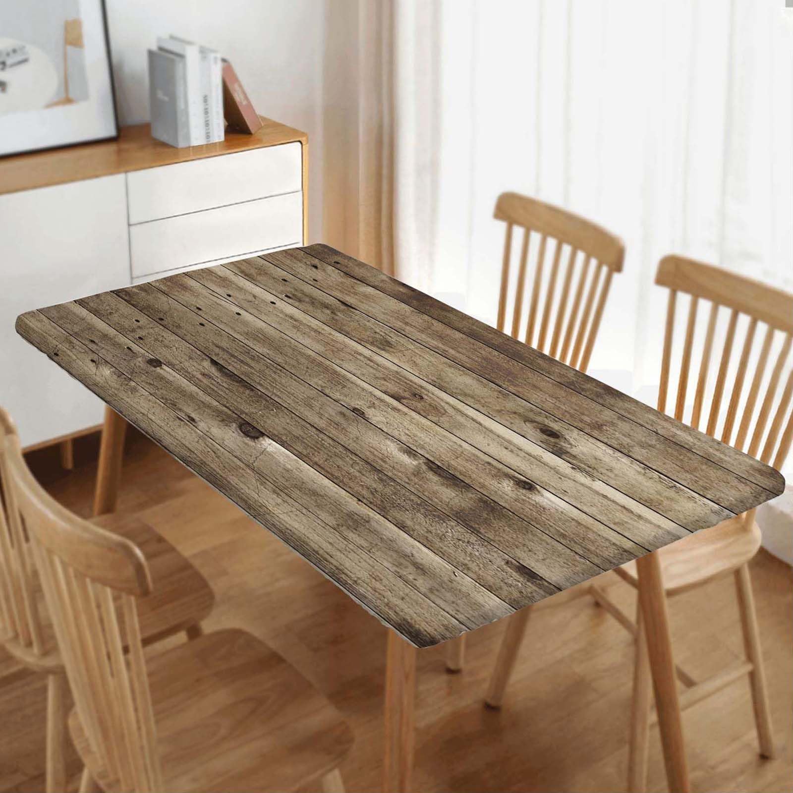 SPLINDO Wood Grain Table Cloth Cover Rectangle Fitted Tablecloth Old Wooden Tablecloths with Elastic Edge Waterproof Cloths for Dining Party Picnic, for 48x24 Inch Rectangular Tables, Style 12 โ image 1