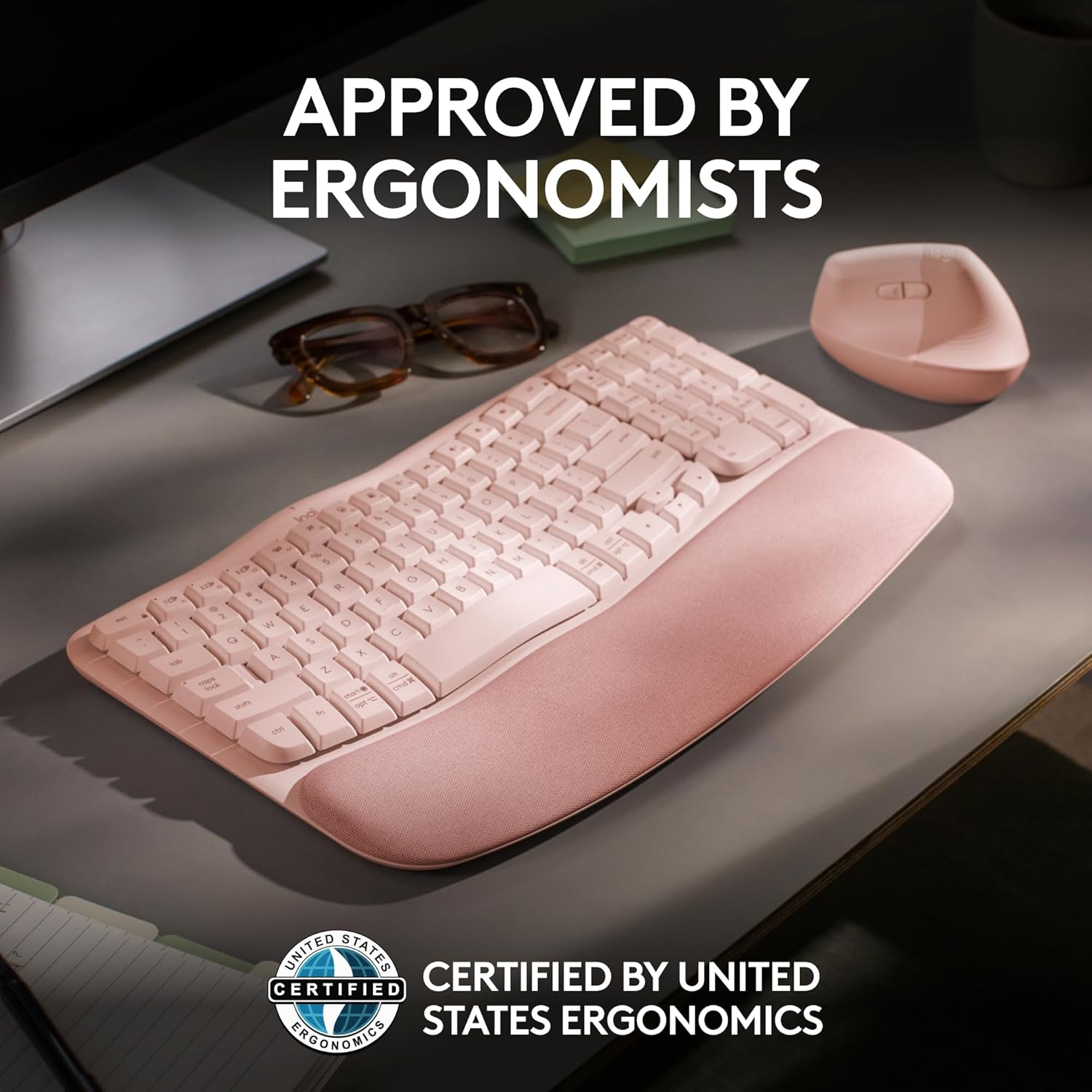 Logitech Wave Keys Wireless Ergonomic Keyboard, Rose