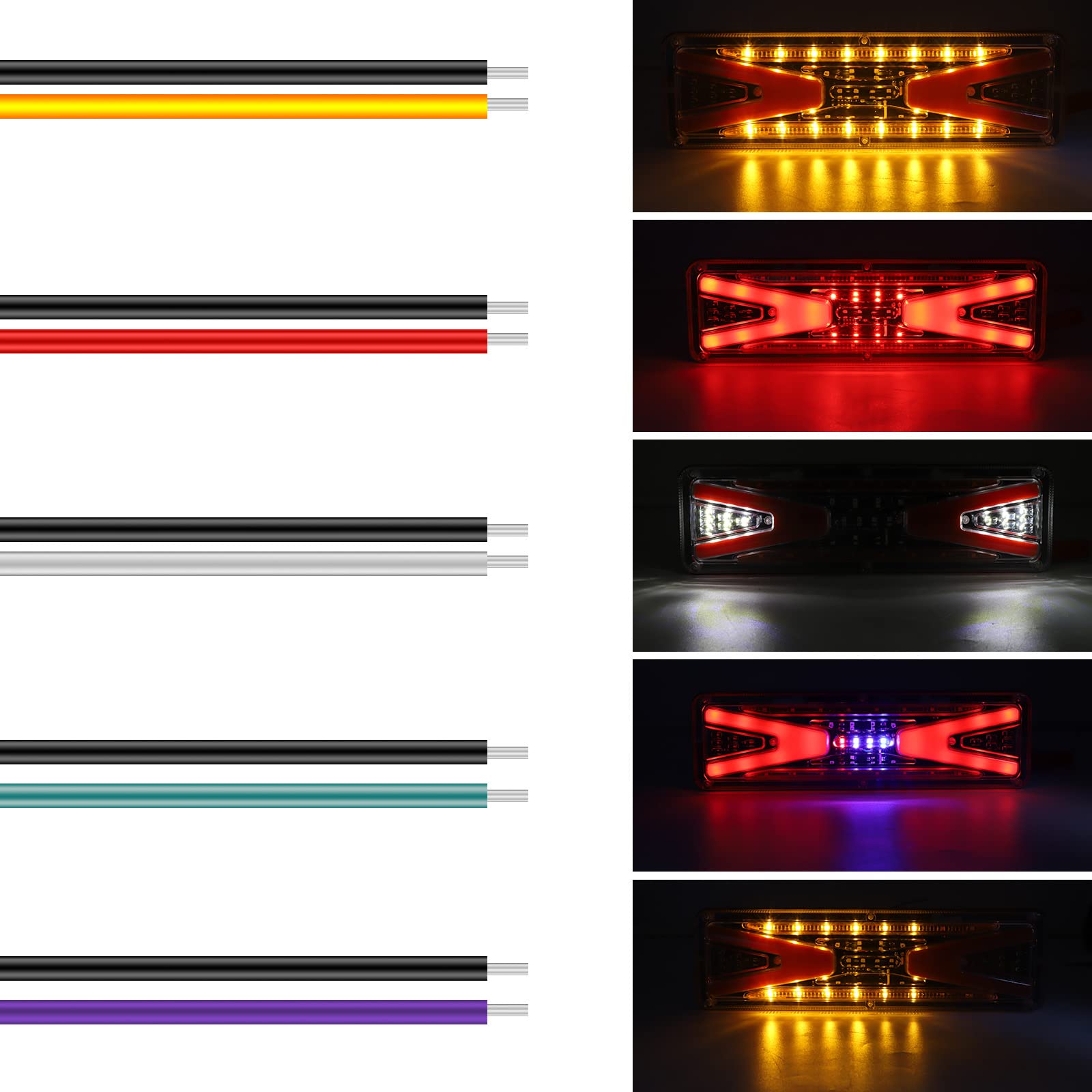 Feu de frein à remorque 24V feu arrière arrière, 2pcs Truck inverse stop feux de tour de virage indicateur de virage pour le tracteur de camion de voiture Caravan Campeur (LED131)