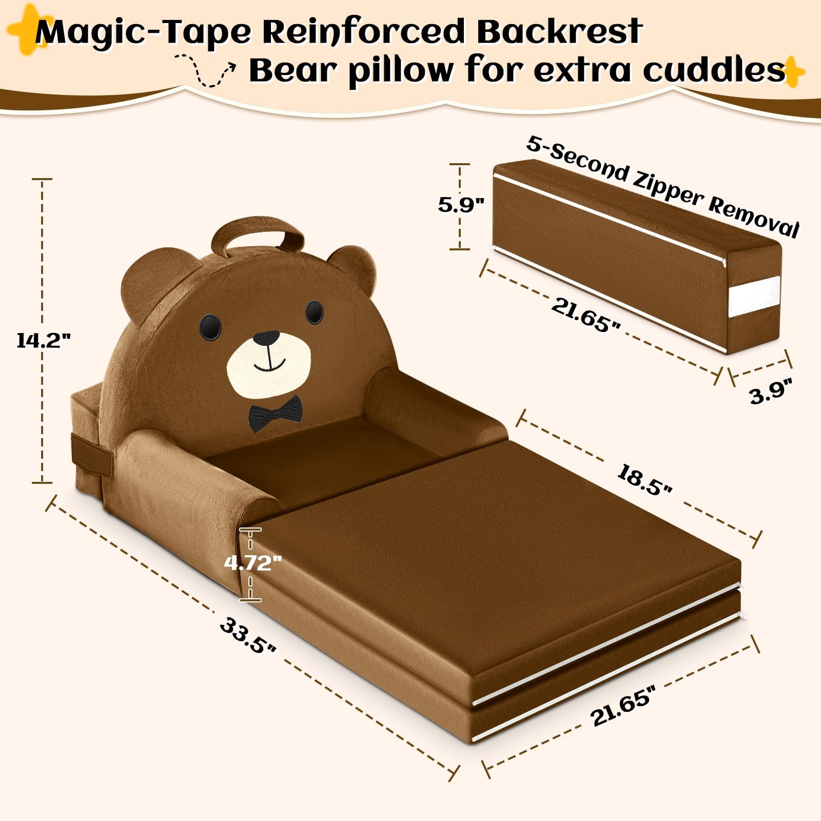 Canapé Enfant, 2-en-1 Chaise Pliante pour Enfants, 150cm canapé en Velours Cristal Doux pour Les Enfants en Bas âge pour la Chambre à Coucher, Le Salon