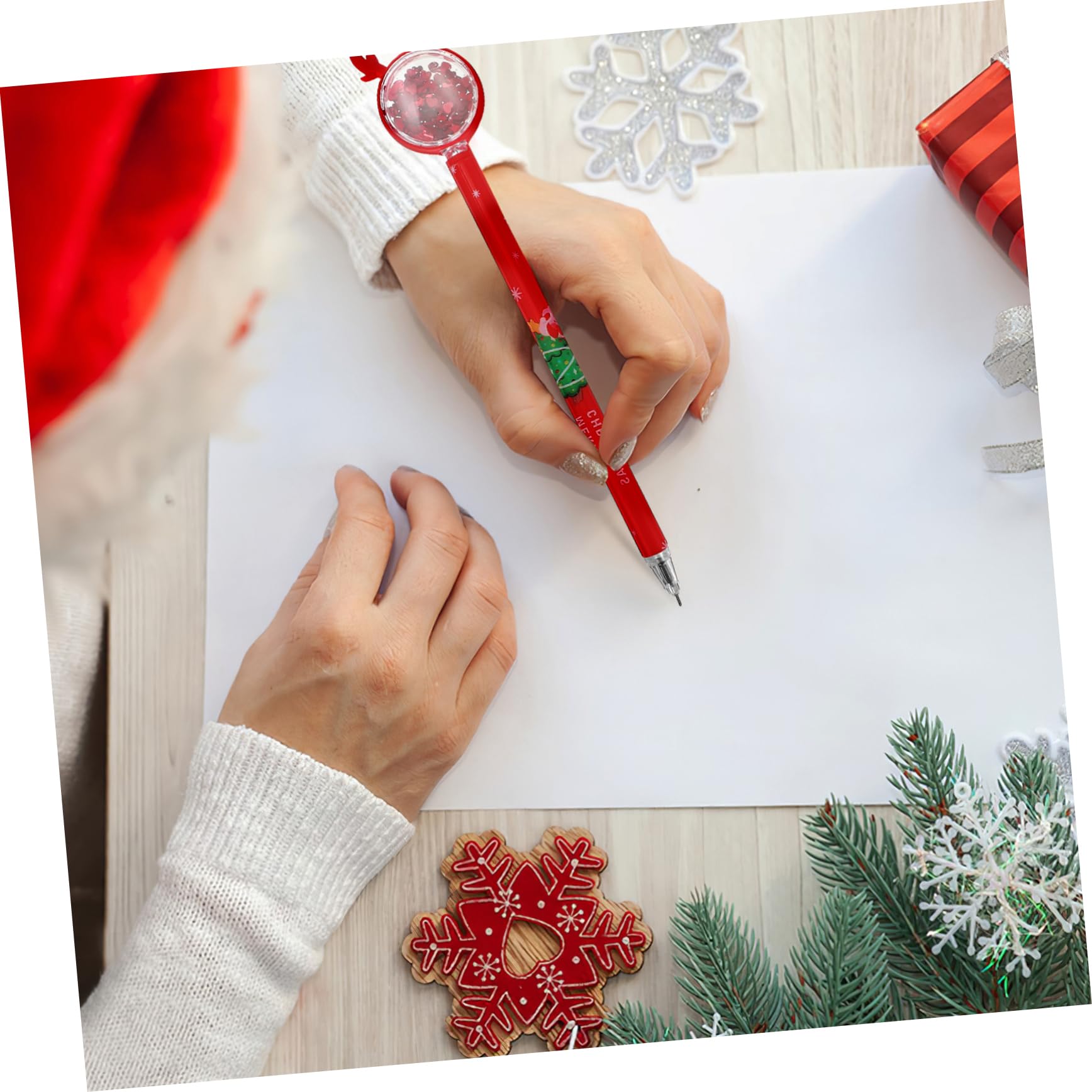 WOONEKY Lot De 36 Stylos À Encre De Noël En Forme De Cerf Et Délan À Paillettes Brillantes Multicolores Pour Le Bureau Lécole