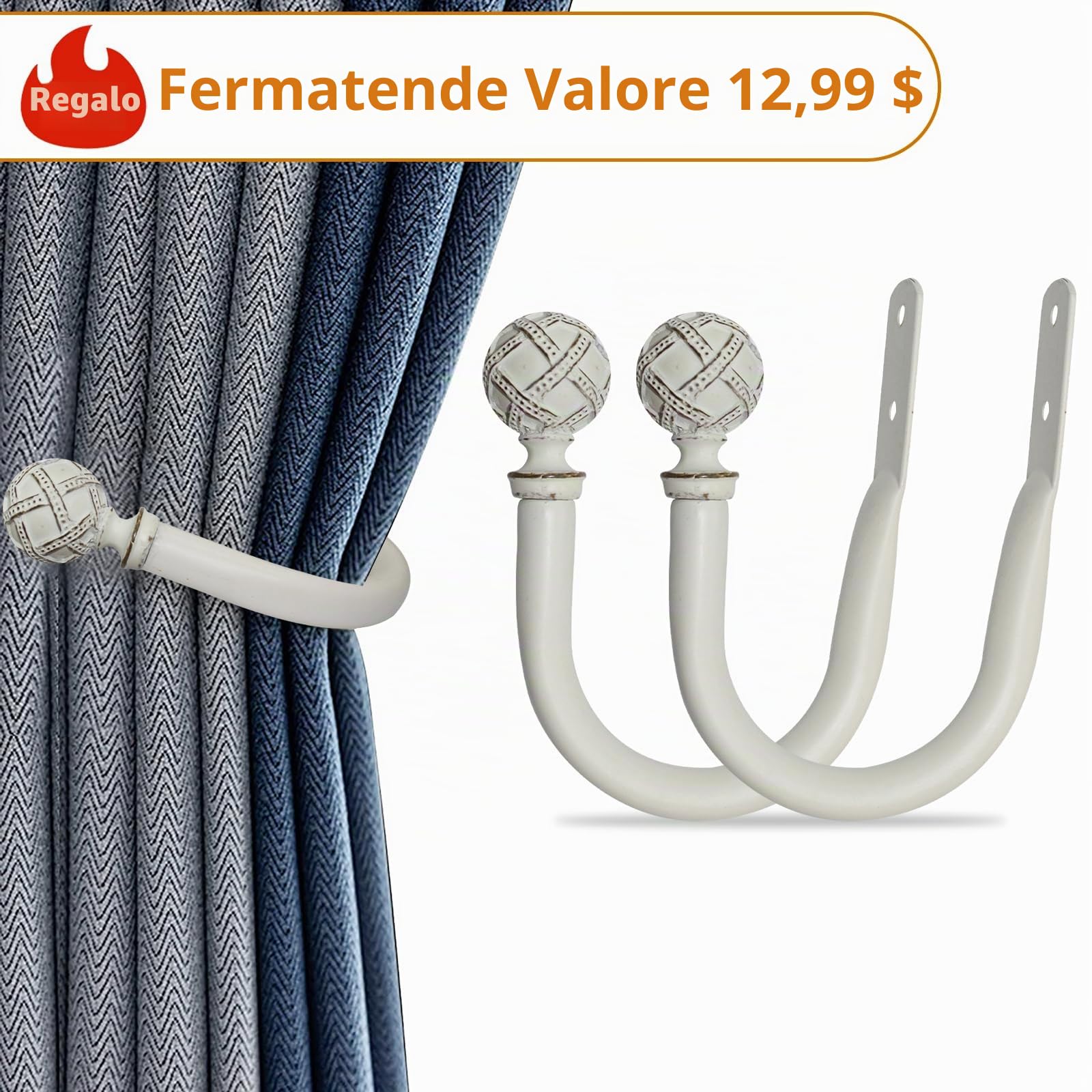 Ycolnaefllr Set Di bastone tende doppio, Diametro 2,5 cm - Estensibile - Regolabile Da 121 Cm A 213 Cm Bianca