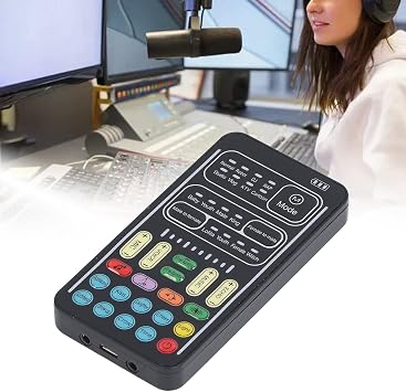 Ejoyous Live Sound Card Voice Changer, Portable I9 Live Sound Card Set Mini Gaming Voice Plug and Play for Game Anchor Recording Mobile Phone Computer, for Live Streaming 8 Different