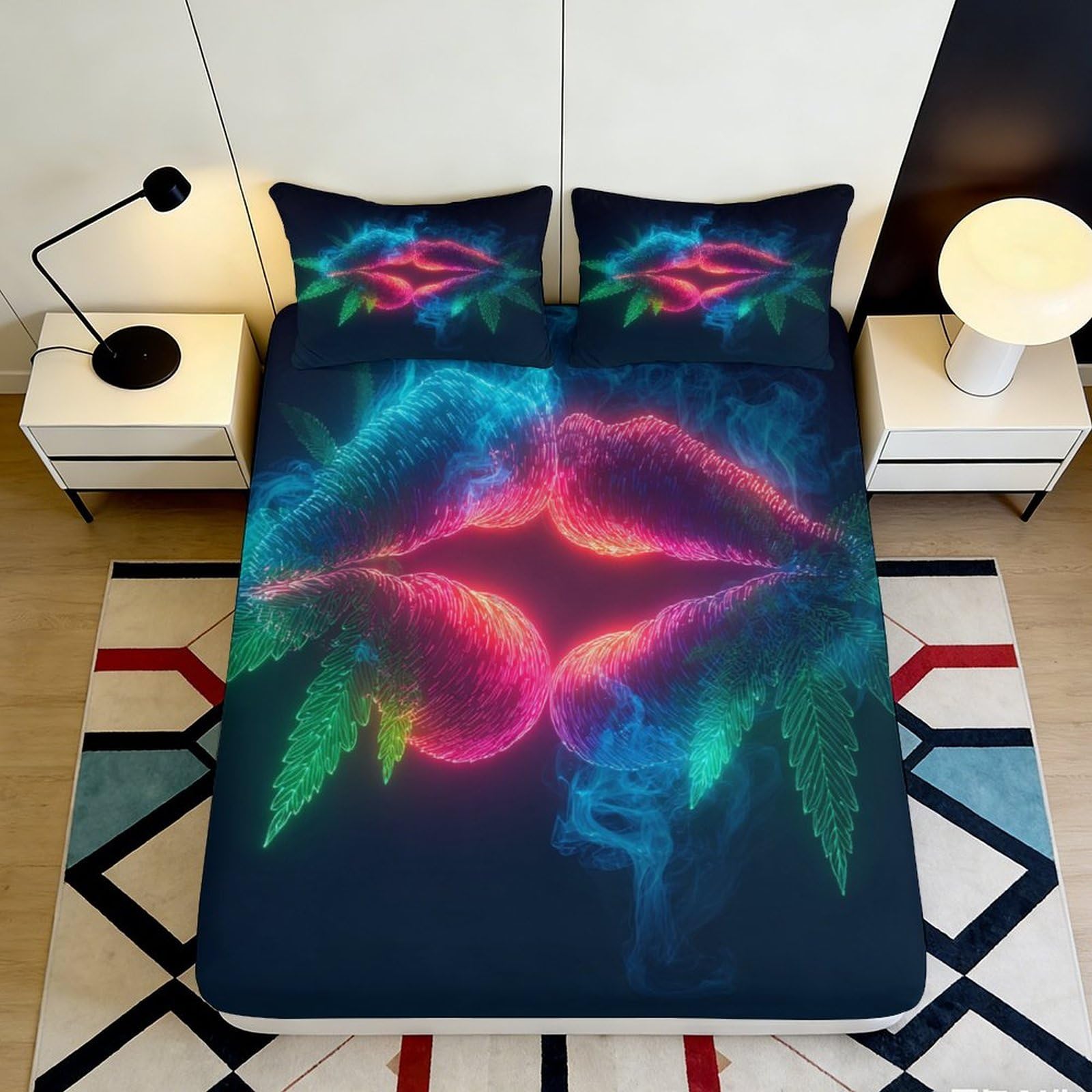 3D Printed Alpaca Fitted Sheet Microfiber Bedroom Bedding for Adults Deep Pocket Non-Slip Alpaca Mattress Fitted Cover 140x200x25cm