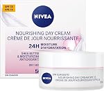 NIVEA Nourishing Day Crème avec SPF 15, 24H L'humidité, 50ml | Hydratant pour peau sèche avec beurre de karité