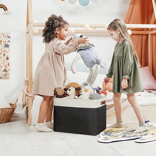 Miniatura 6 de DULLEMELO Cestas de almacenamiento extra grandes, contenedores de almacenamiento de tela para organizar estantes, guardería, juguetes, libros,