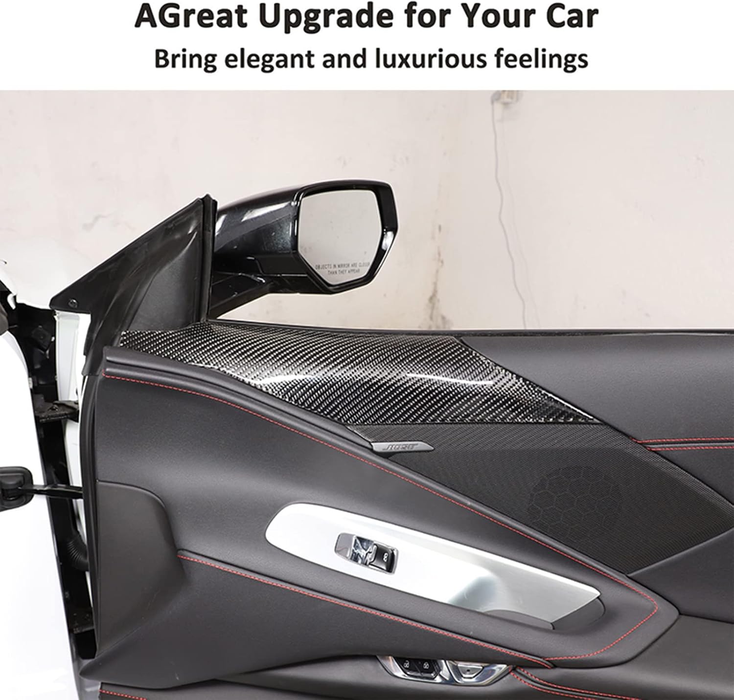 CHEAYAR Soft 3D Real Carbon Fiber Car Inner Door Top Panel Sticker Trim Decor Trim Kit Compatible with Corvette C8 Stingray Z06 Z51 2020 2021 2022 2023 Interior Decoration Accessories (Black)