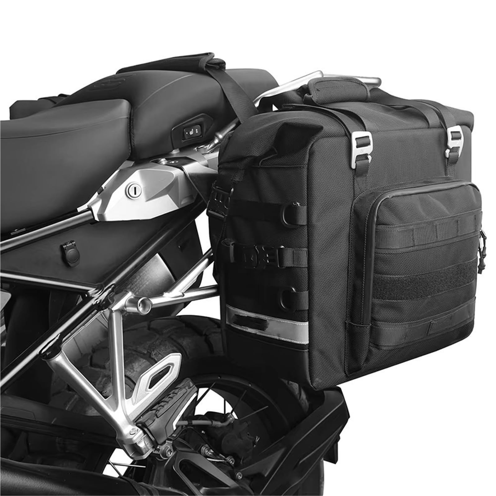 Moto Sacoche Selle Sacoche Latérale De Moto Étanche 25 L-32 L Extensible À Dégagement Rapide Forme 3D Sac Rangement Pour 1 Pièce