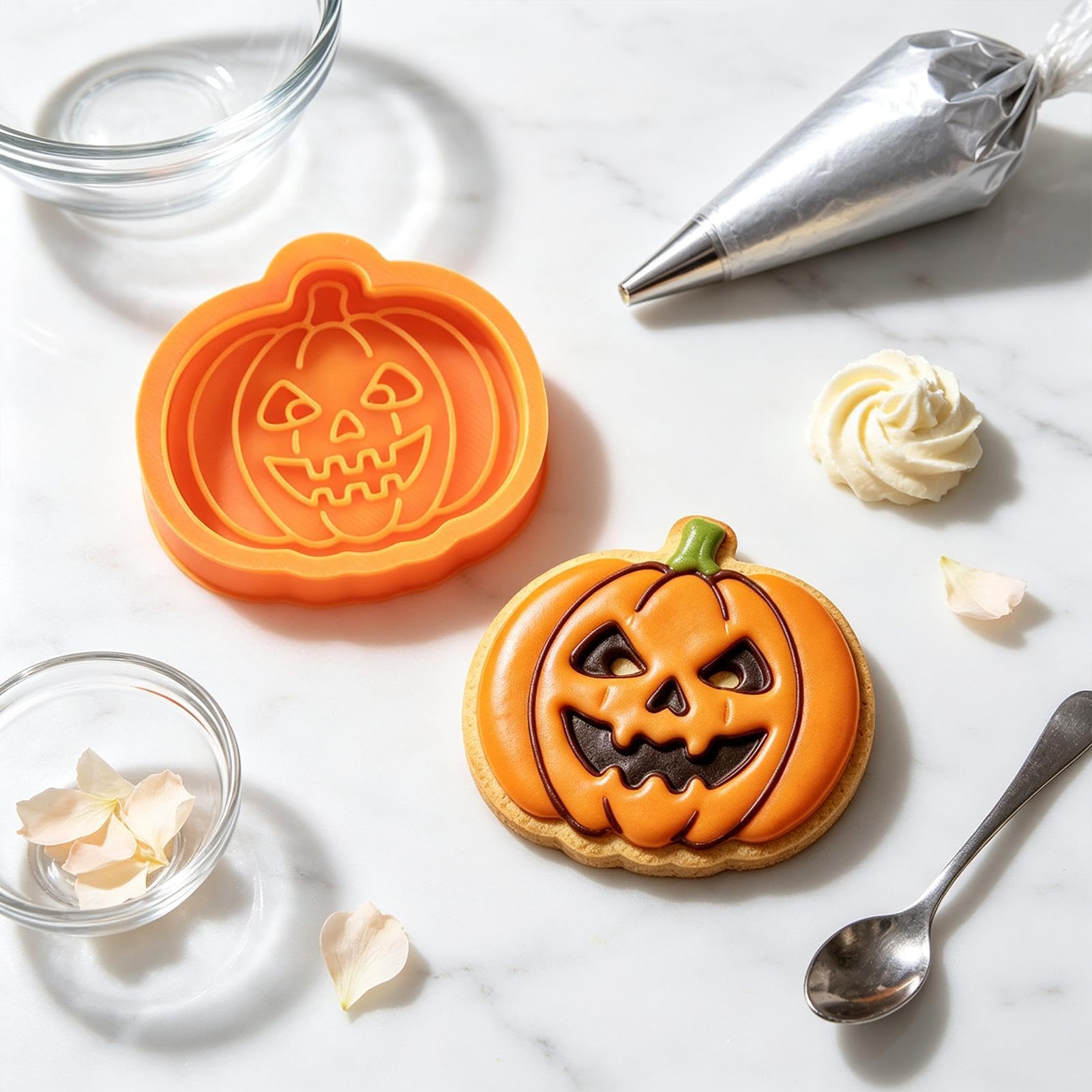 Piccole formine per biscotti di Halloween, riutilizzabili, in rilievo, per