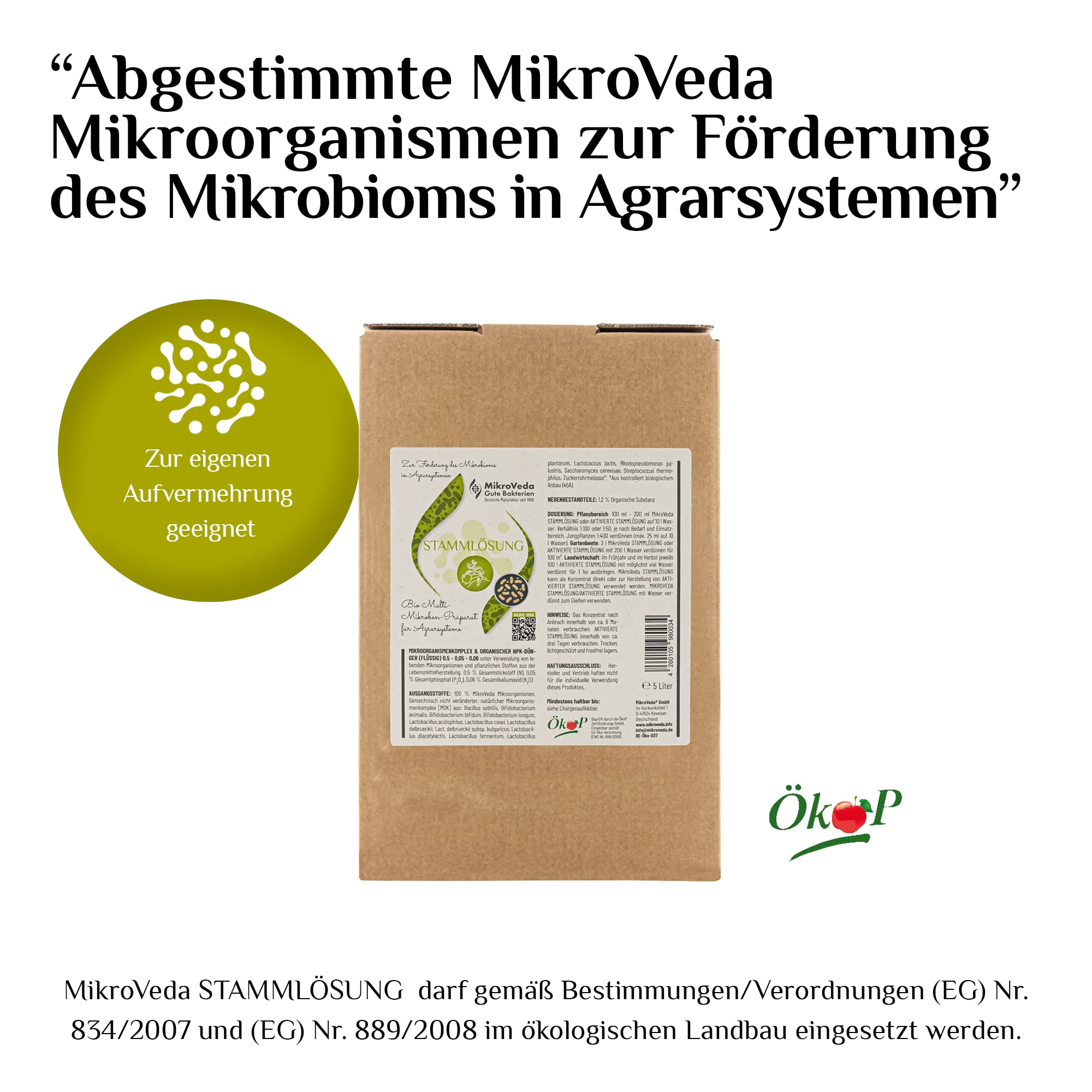 MikroVeda Bio-Stammlösung - Effektive Mikroorganismen - 15 Stämme - Farming - Urlösung - Bodenaktivator und -hilfsstoff - Kompost - Teiche - Garten - Agrarwirtschaft - VEGAN (5l)