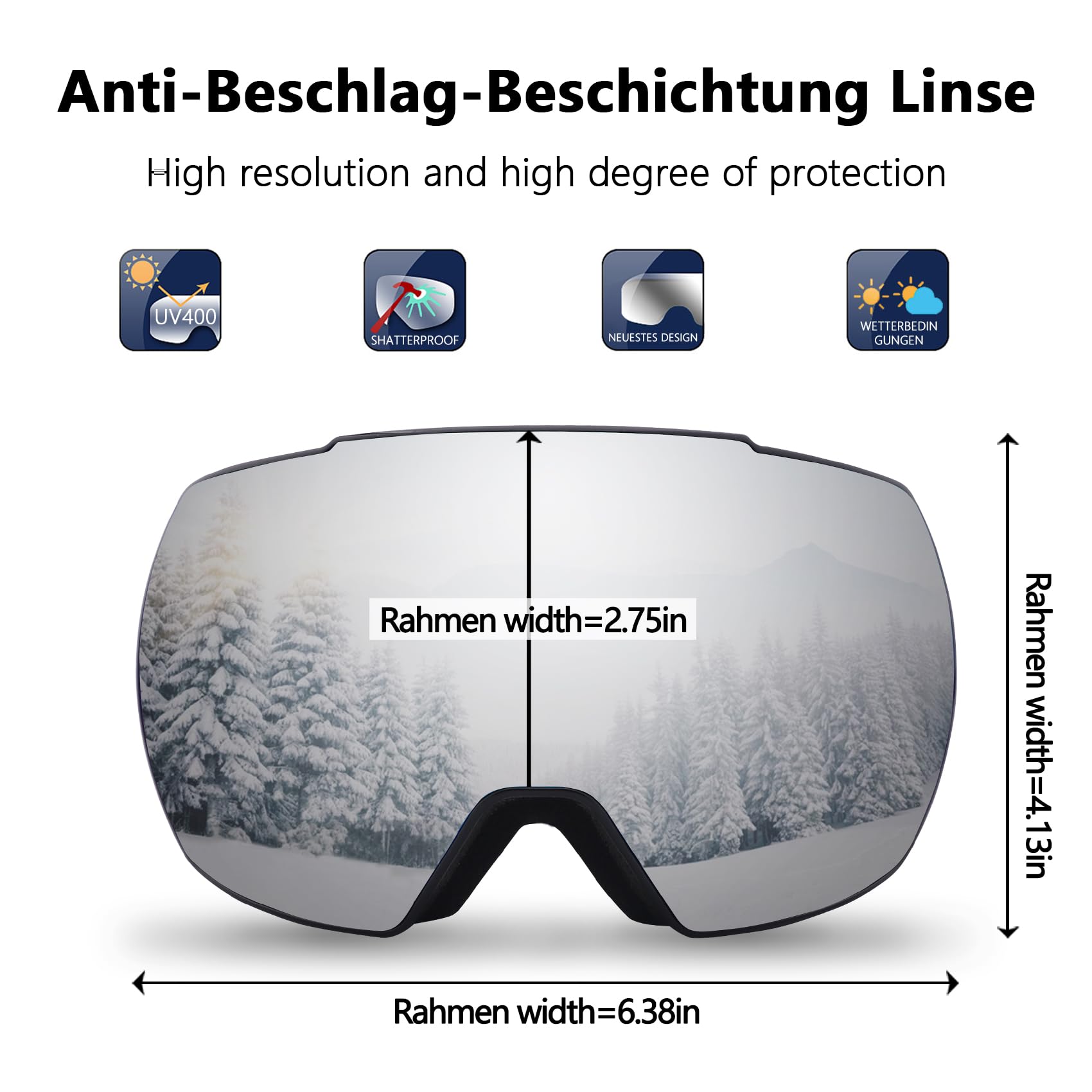 DUDUKING Skibrille Frauen Männer, Sphere Snowboard Brille für Erwachsene Jugendliche,Anti Fog Doppelte Linse UV 400 Schutz Skibrille Helm kompatibel für Skifahren Motorrad Radfahren Skaten