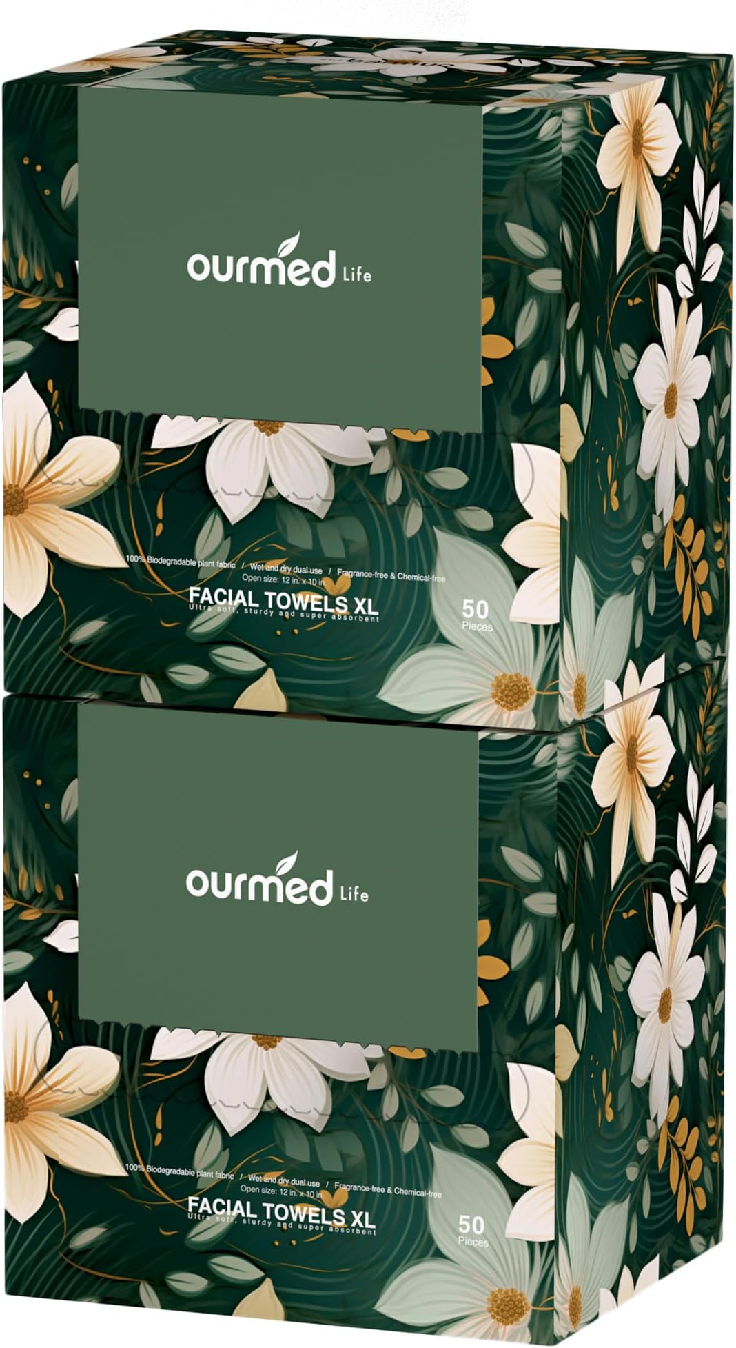 Ourmed Life Disposable Face Towels, Clean Facial Wash Cloth without Lint, Biodegradable Cleansing Dry Wipes, Skincare and Makeup Remover Towels for Sensitive Skin (Unscented, 100Count, Pack of 1)