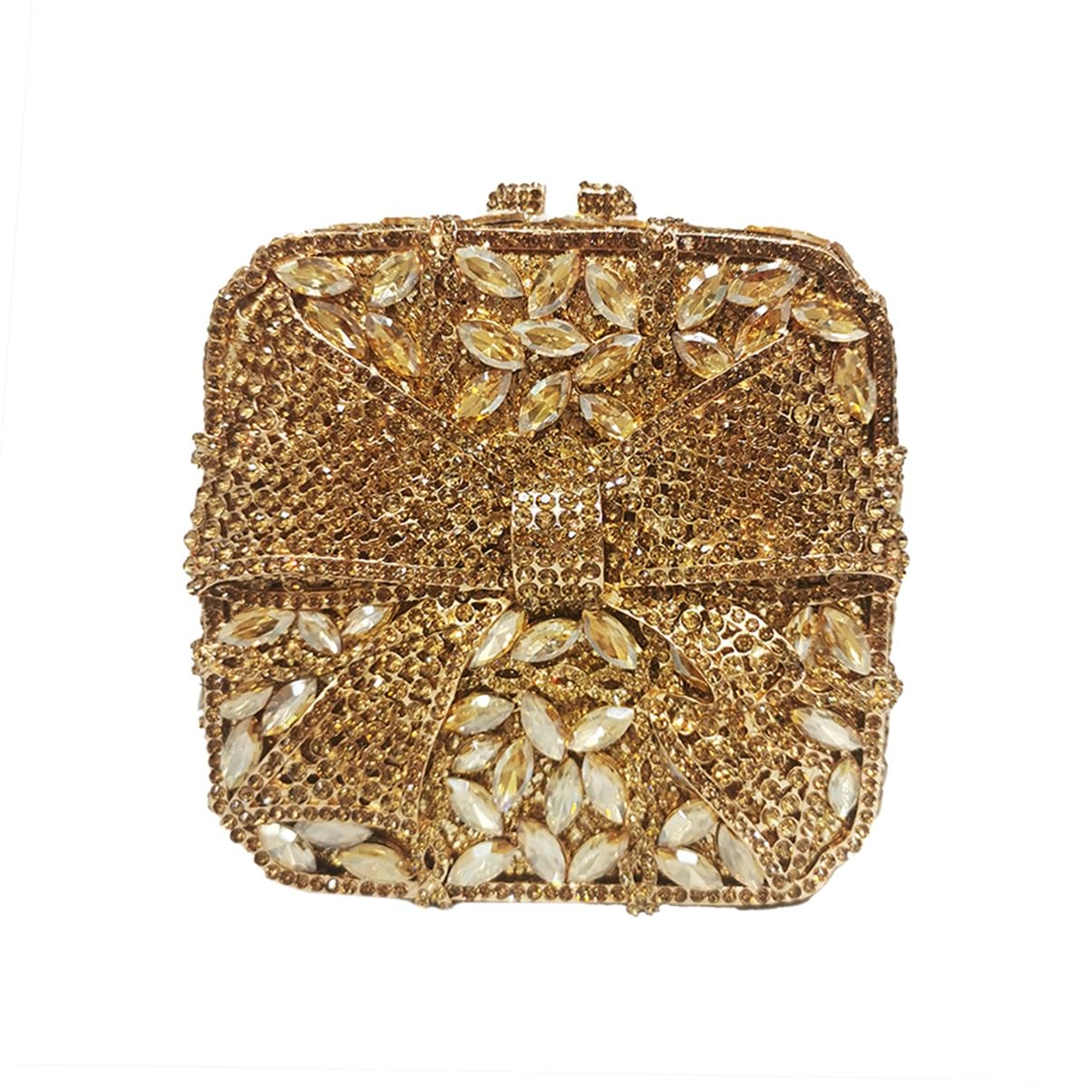 Shining - Bolso de mano para mujer, diseño de lazo y cristal, con diamantes de imitación, para boda, fiesta de graduación