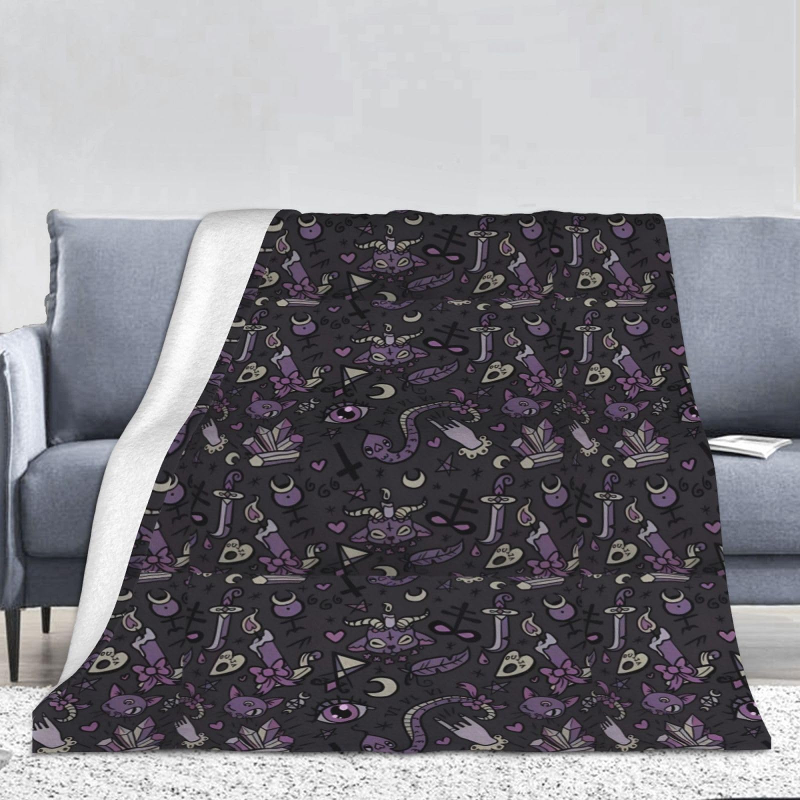 Couverture en flanelle chaude 320g HYTTER plaid violet anti-plis durable