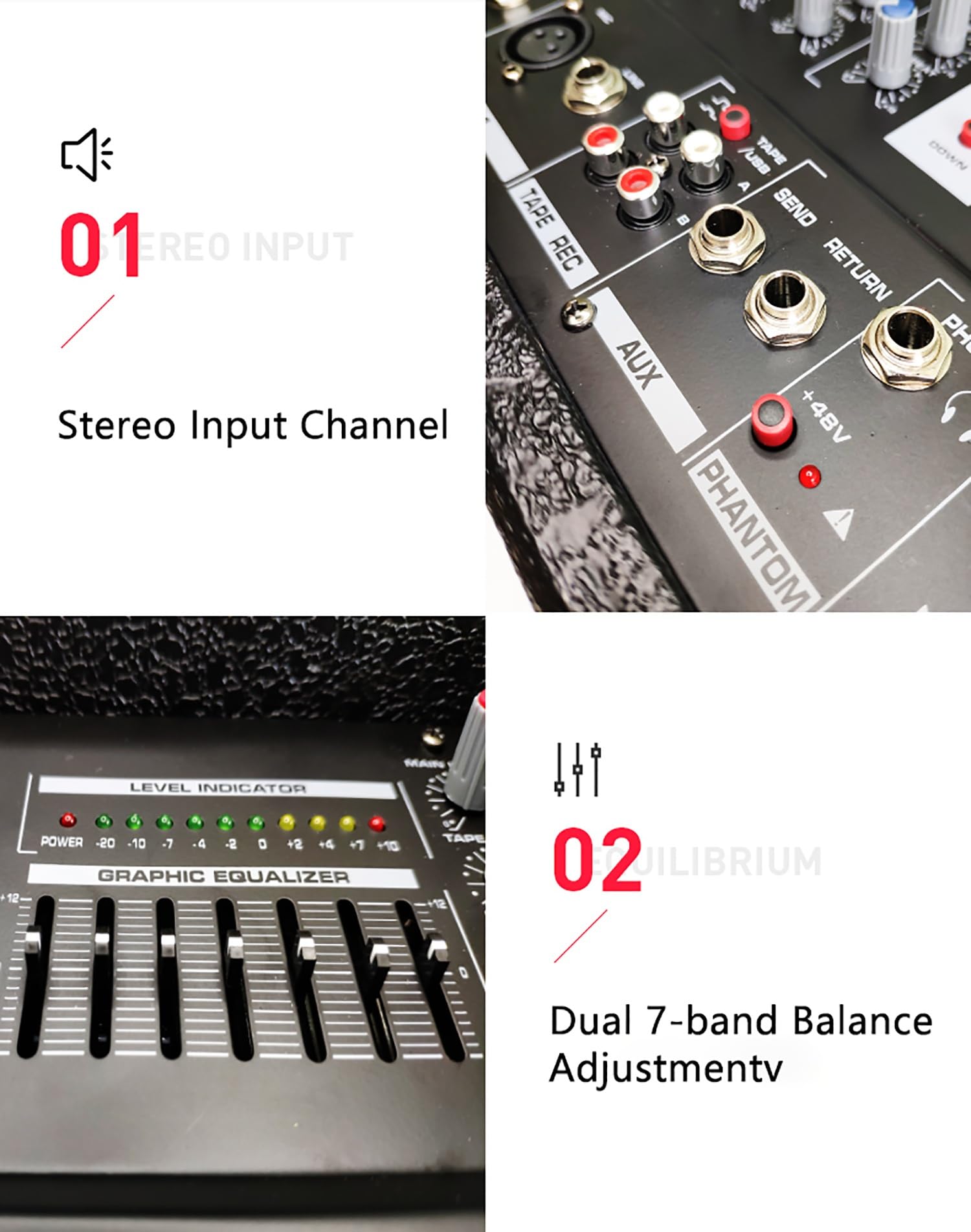 DJ-Controller, Professioneller Hochleistungsmixer EB8 im Kastenformat mit Leistungsverstärker. 8 Kanäle mit Leistungsverstärker