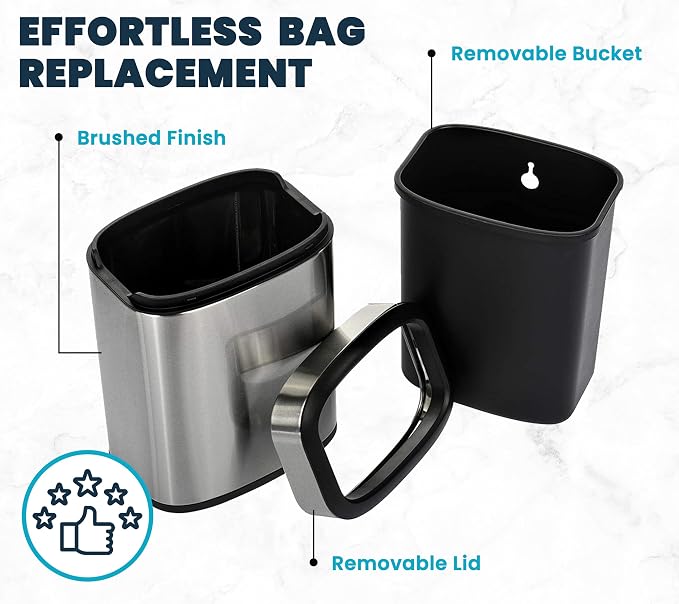 Caneca de basura rectangular 20 L acero inoxidable miniatura 2