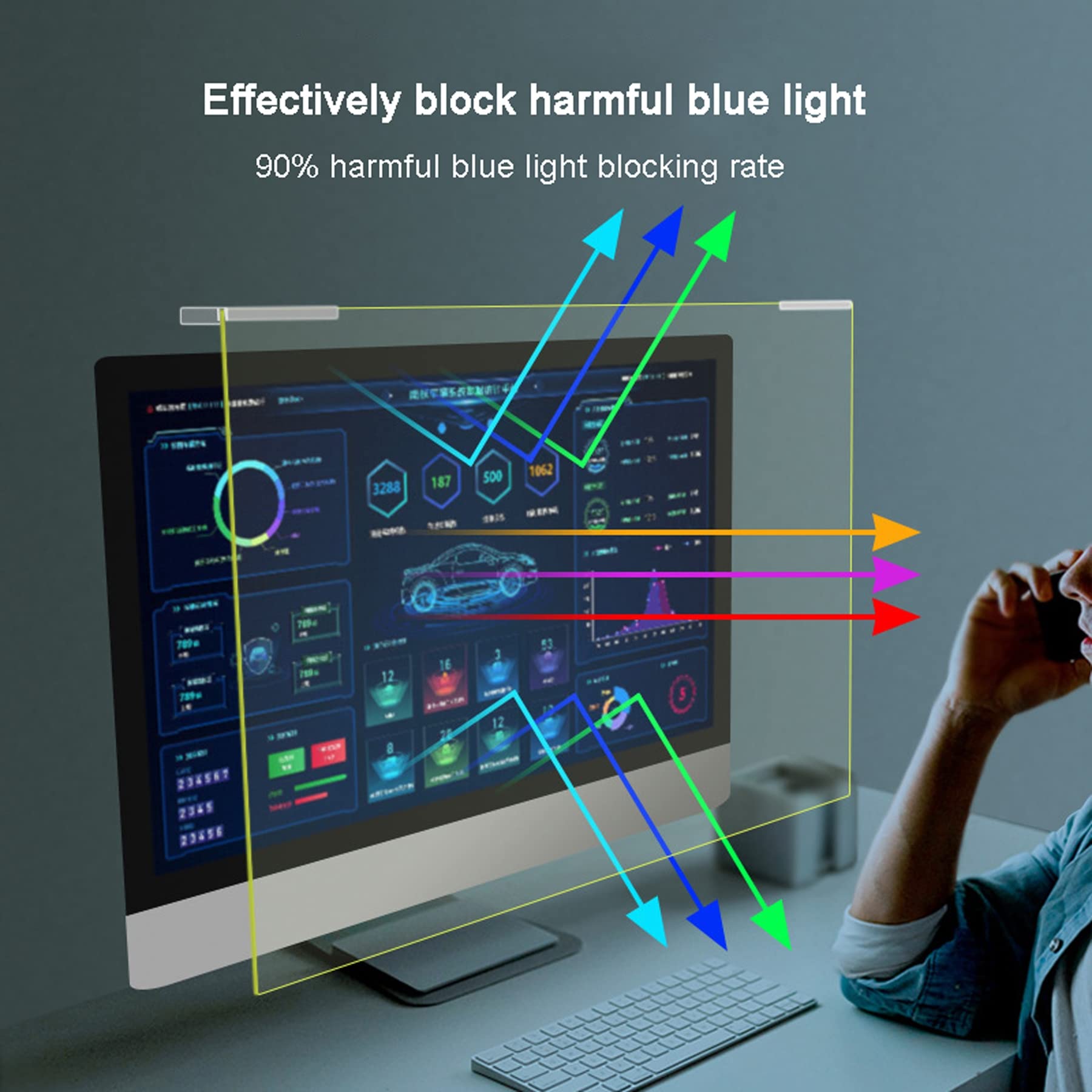 Filtro Antiriflesso Per Luce Blu In Acrilico, Schermo Per Monitor PC 22 Pollici, Appendibile, Protegge Da UV E Graffi, Alta Trasparenza
