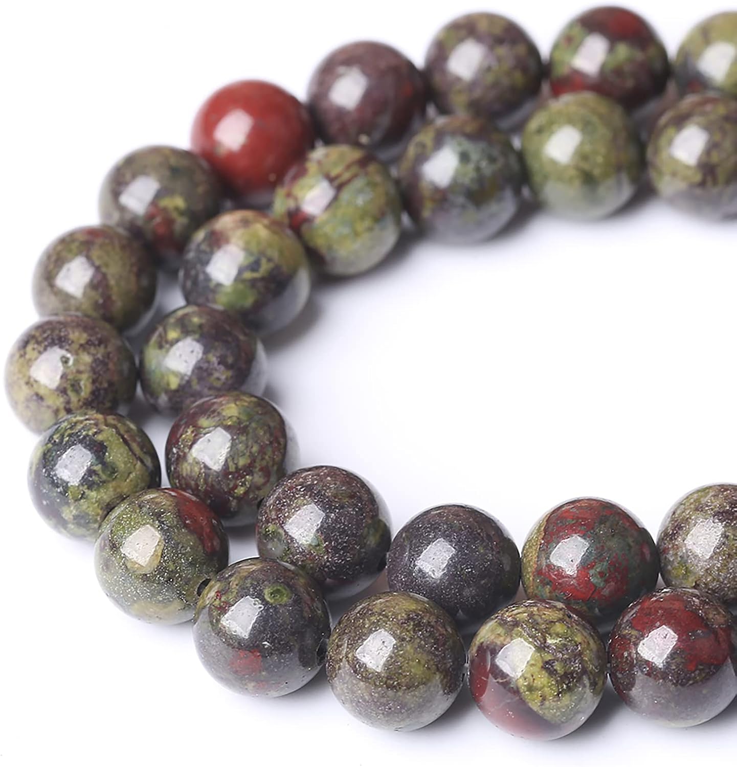 120PCS 6mm Natural Dragon Blood Jasper Beads Round Loose Energy Healing Stone Beads for Jewelry Making DIY Bracelet 32" 2 Strands image 4