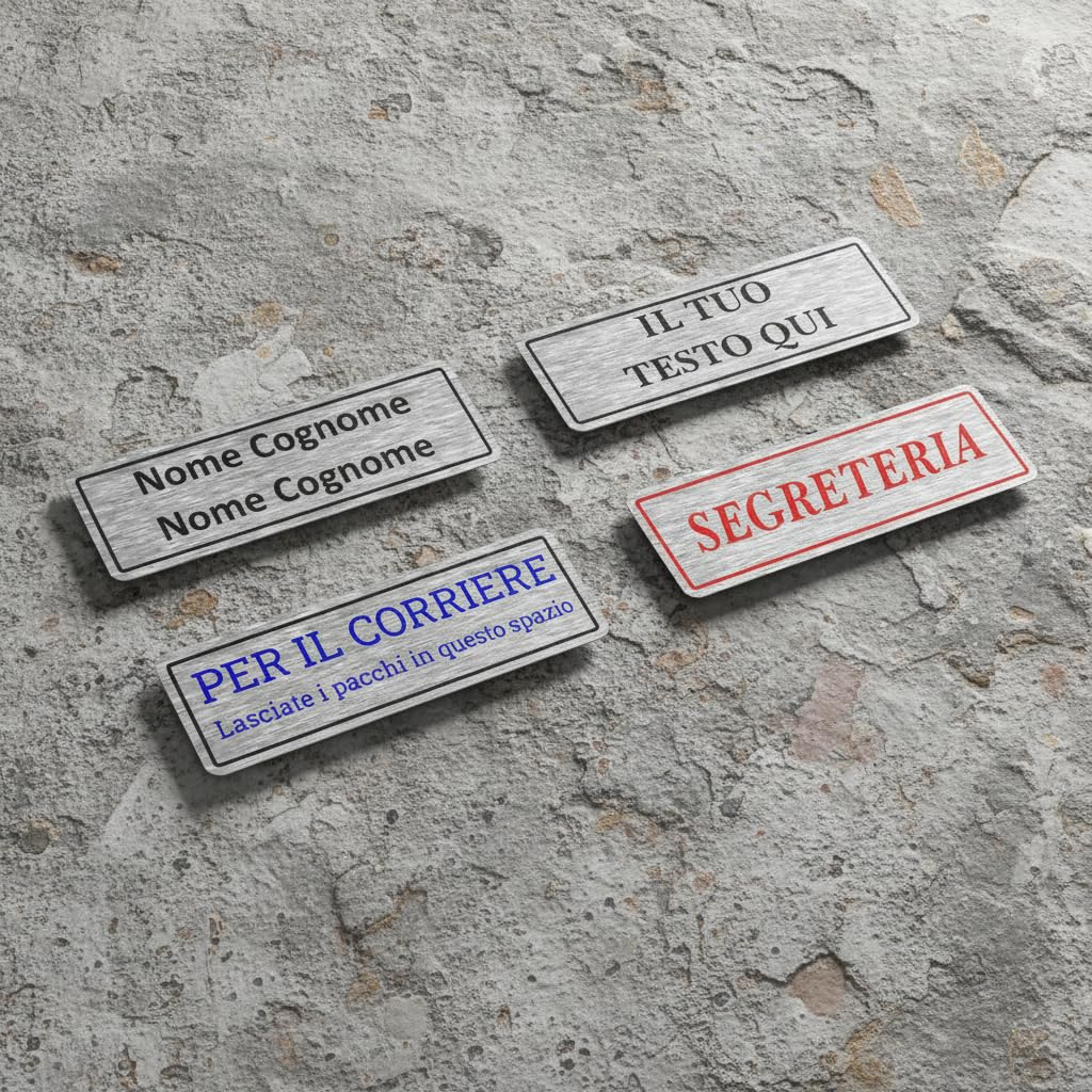 Targa Posta Alluminio con Biadesivo | Personalizzabile 1‑4 Righe | Resistente Esterno & Interno | Targa Cassetta Postale (Alluminio Colore Argento, Misura 70x20mm)