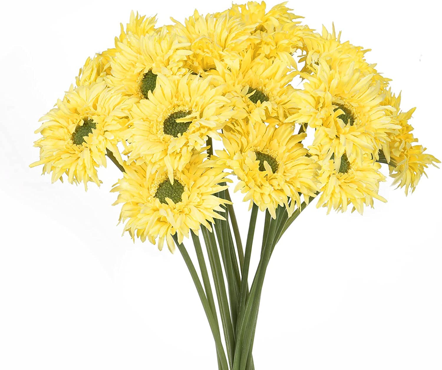 SYOSI Yellow Daisy Silk Flowers Gerbera Daisy Flowers, Realistic Daisies Bulk Fake Daisy Silk Flowers for Home Garden Party DIY Decor, Gerbera Daisy Bride Flowers Wedding Bouquet, 10.7” 15 PCS