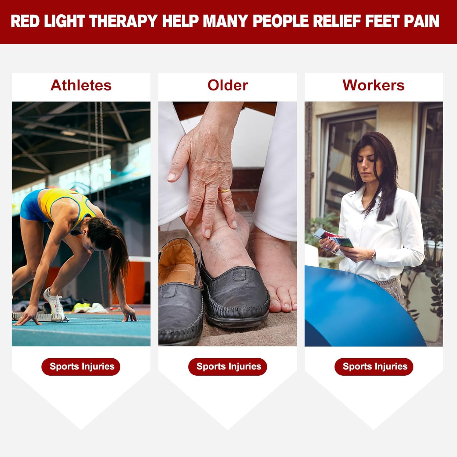Red Light Therapy for Feet Pain Relief Near Infrared Light Therapy Foot Slippers Toes Pad Recovery Devices with 660nm＆880nm Wavelengths Treatment Shoes for Instep