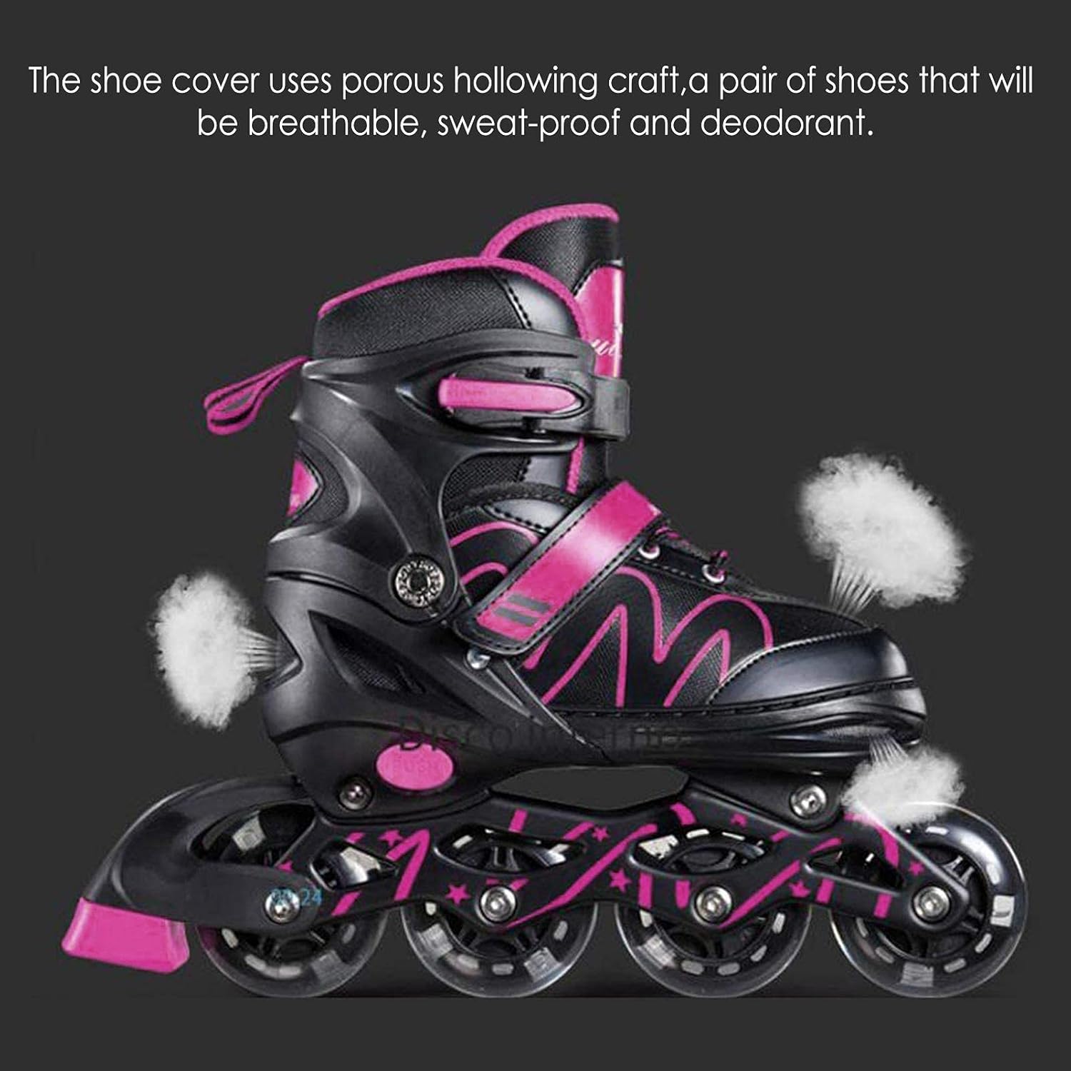 Inline Skates,2 in 1 Inline Quad Skates for Children Adults,Adjustable Size Single Double Ice Skates Fitness Skates Roller Skates for Boys Girls Beginners (Pink 3)