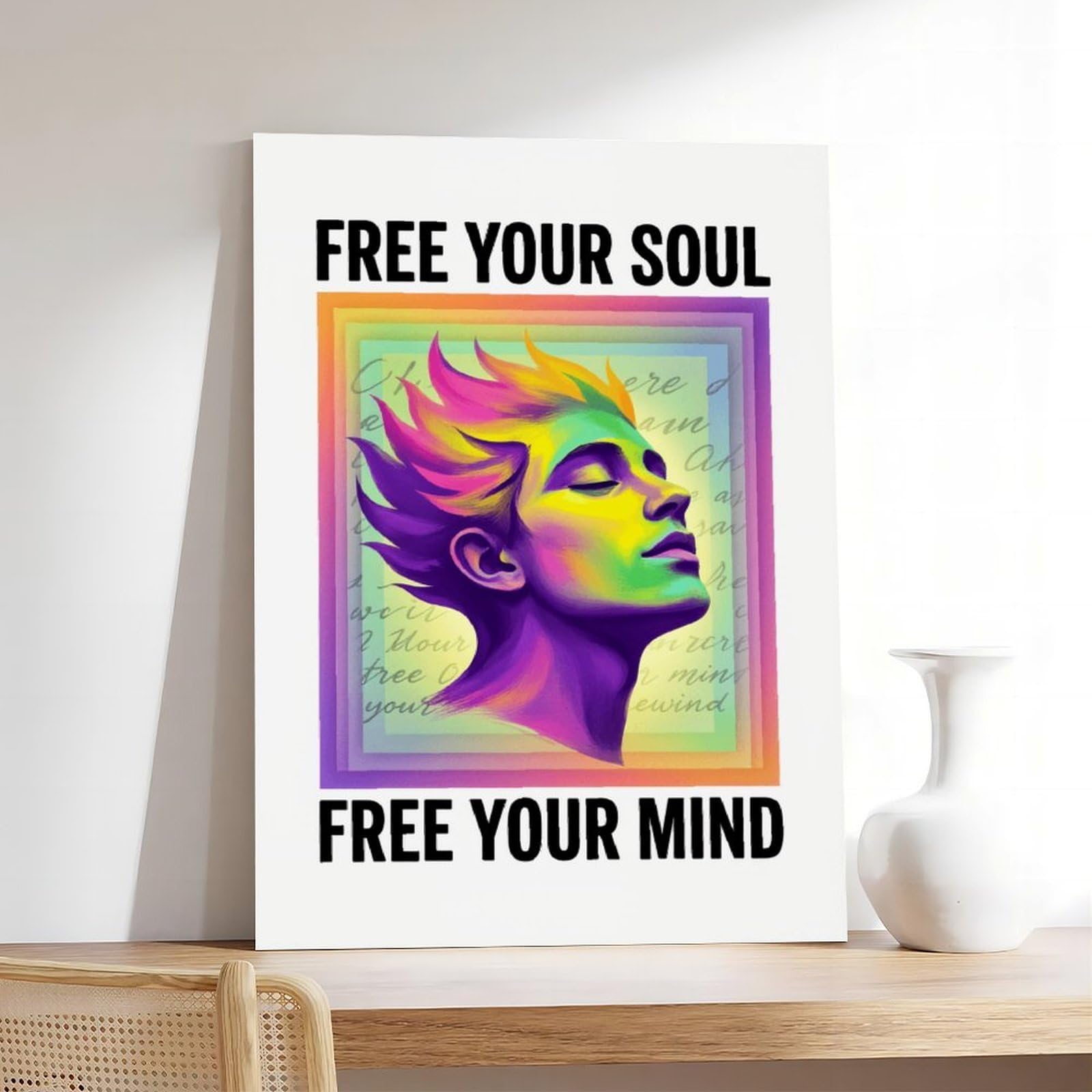 AYINUER Buntes abstraktes Portrait-Leinwand-Poster, Wandkunst, Dekordruck, Gemälde für Wohnzimmer, Schlafzimmer, Dekoration, ungerahmt, Druck-Stil, 61 x 91,4 cm (L x B)