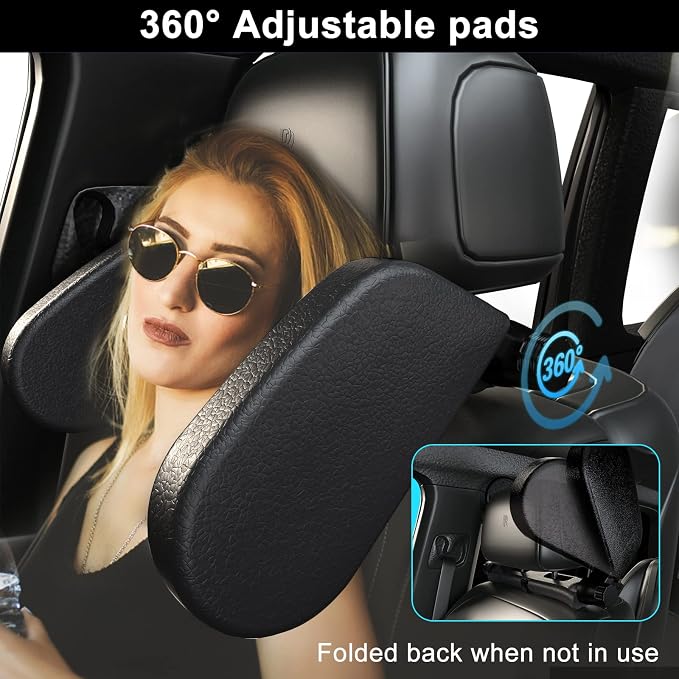 Almohada para reposacabezas de coche ajustable, negra miniatura 7