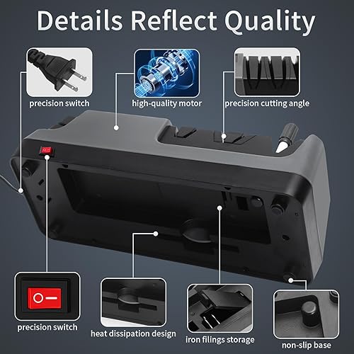 Miniatura 6 de Afilador de cuchillos eléctrico profesional de 3 etapas con varilla, 100% abrasivos de diamante, 3 velocidades de rotación ajustables con pantalla